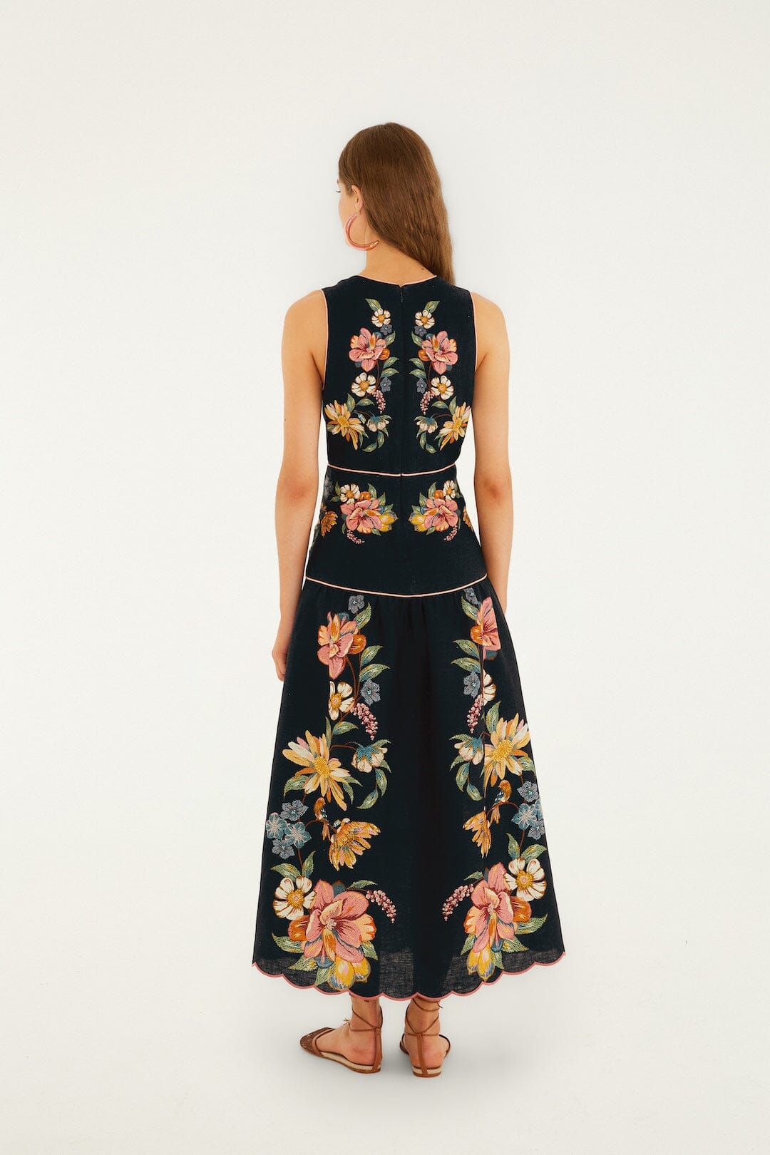 vestido midi floral azul oscuro maira