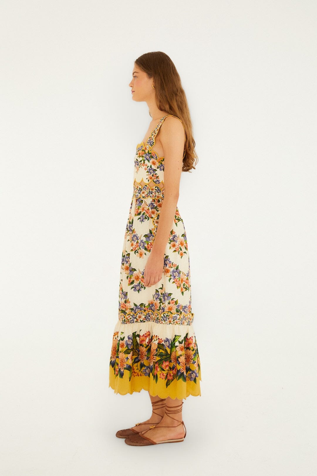 vestido midi hilo rayas arena