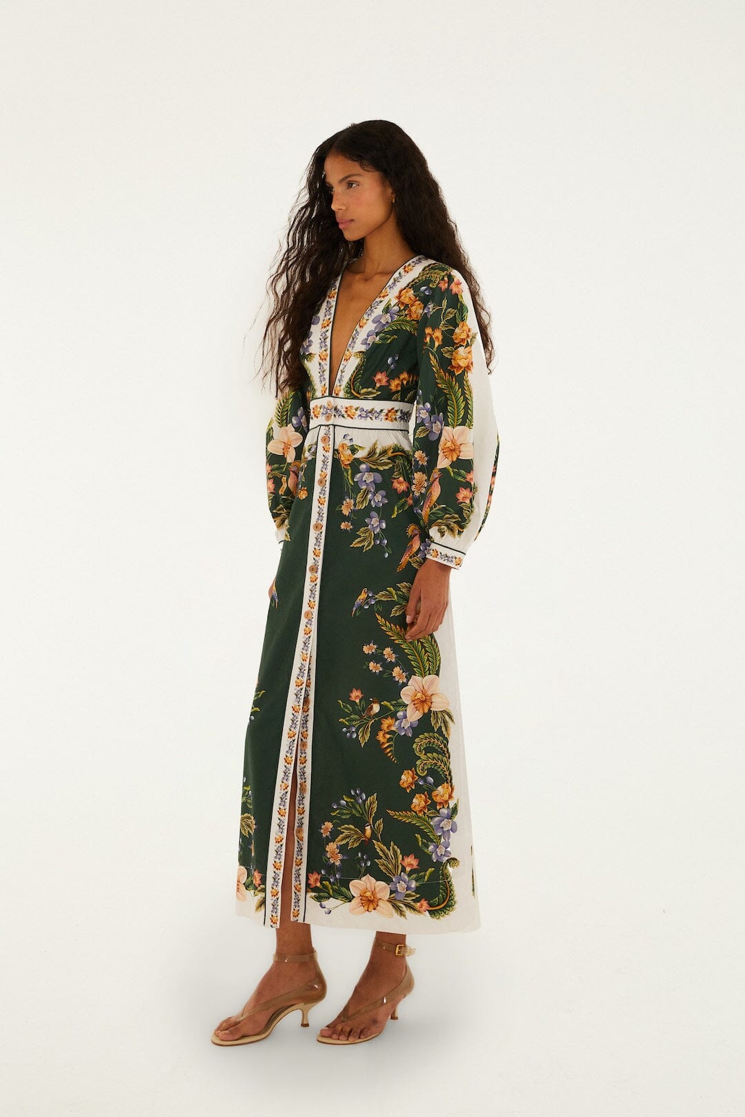 vestido largo verde natural