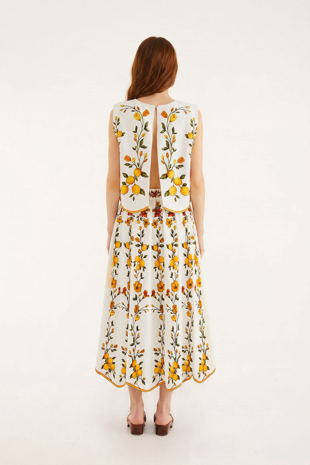 Falda Midi Blanco Hueso Lemon Bouquet
