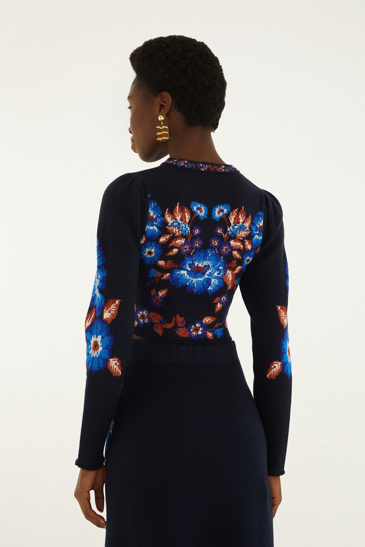 Crop top de punto Bow Garden de manga larga