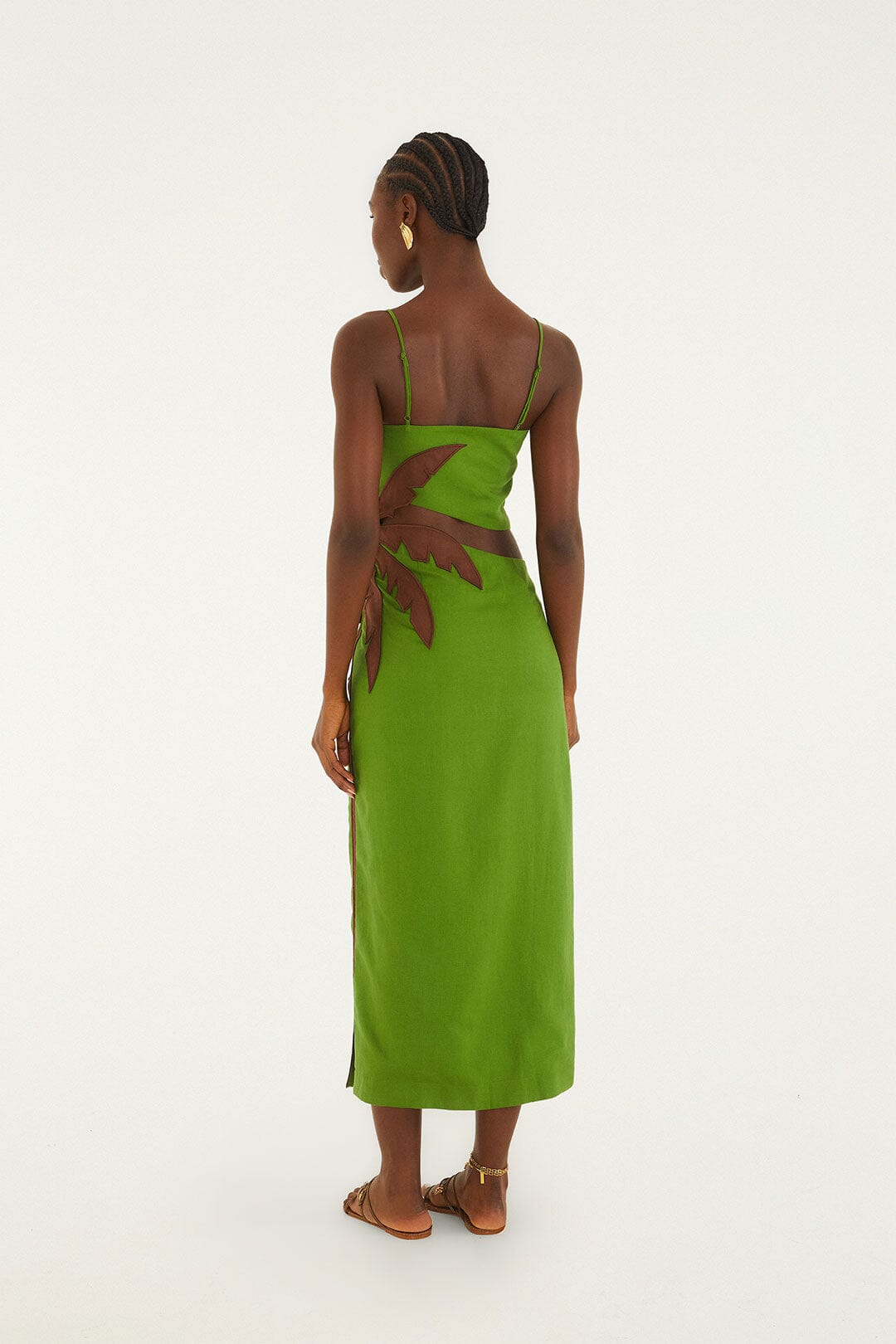 Midi Vestido 3D Palm Tree Verde con Cut-Out