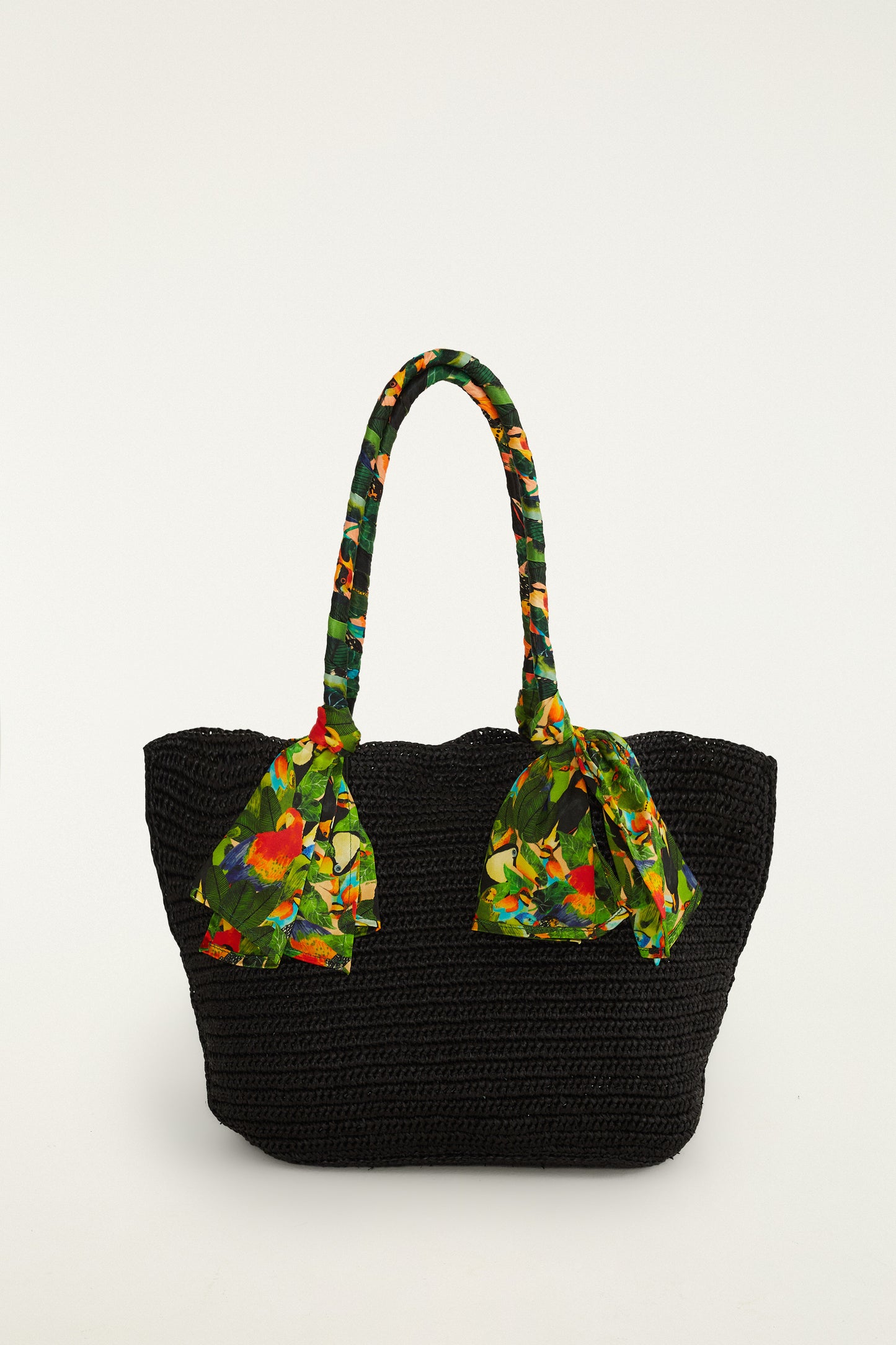 bolso cesta pañuelo rafia
