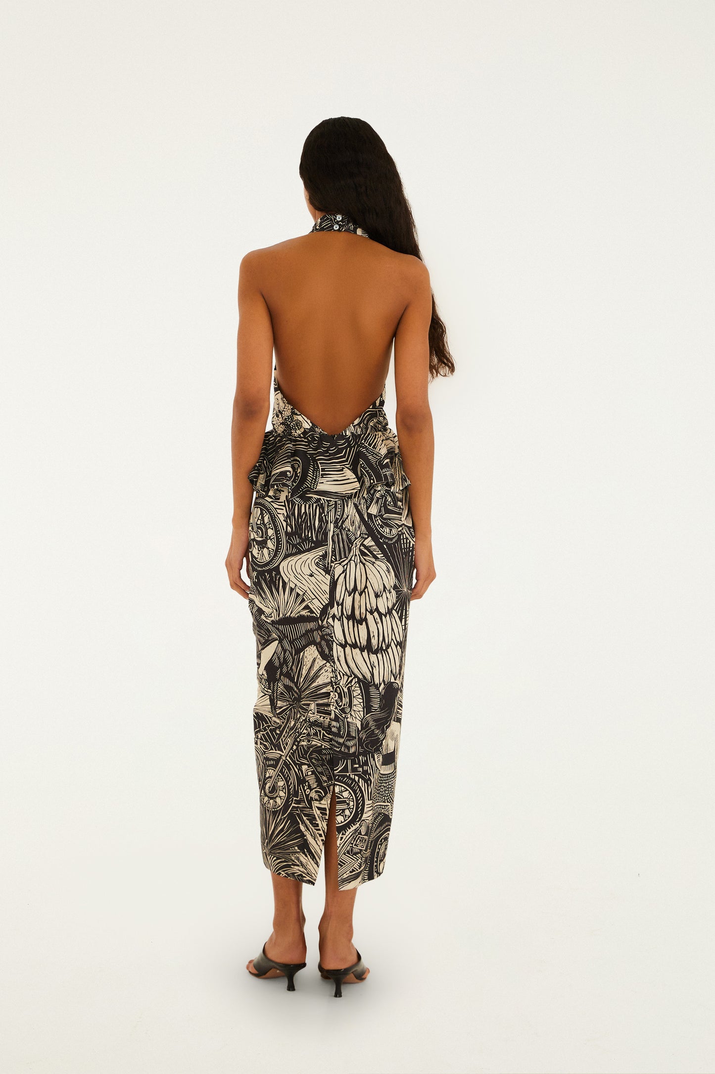 vestido largo ruta beige bordado