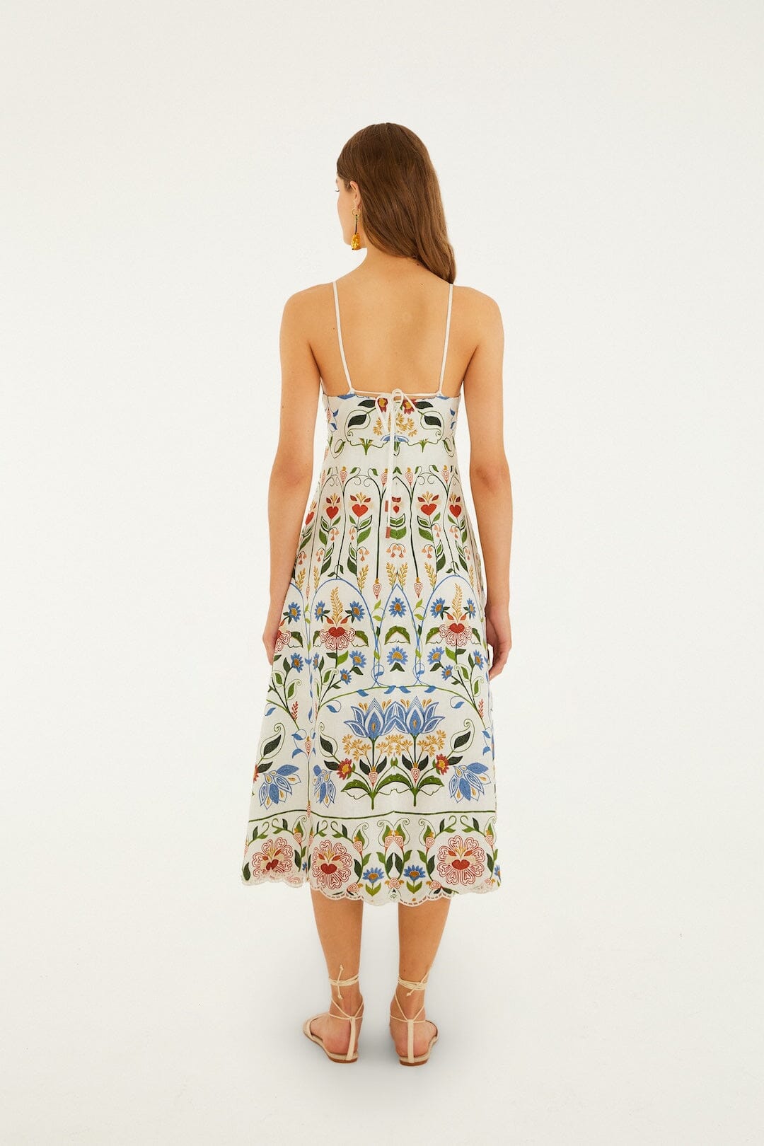 Vestido Midi Blanco Hueso Stitched Garden