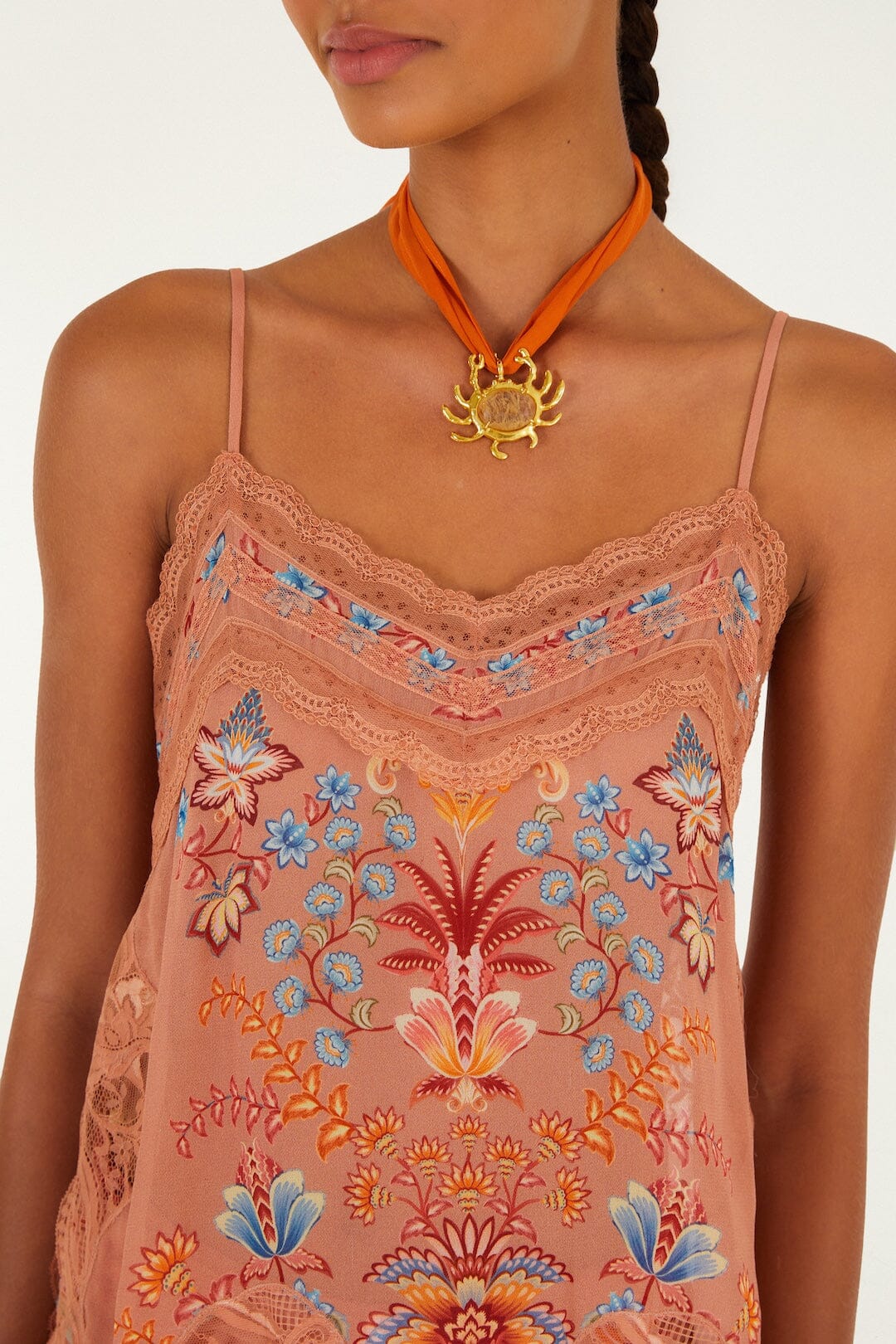 blusa boho enchance moca con lazos