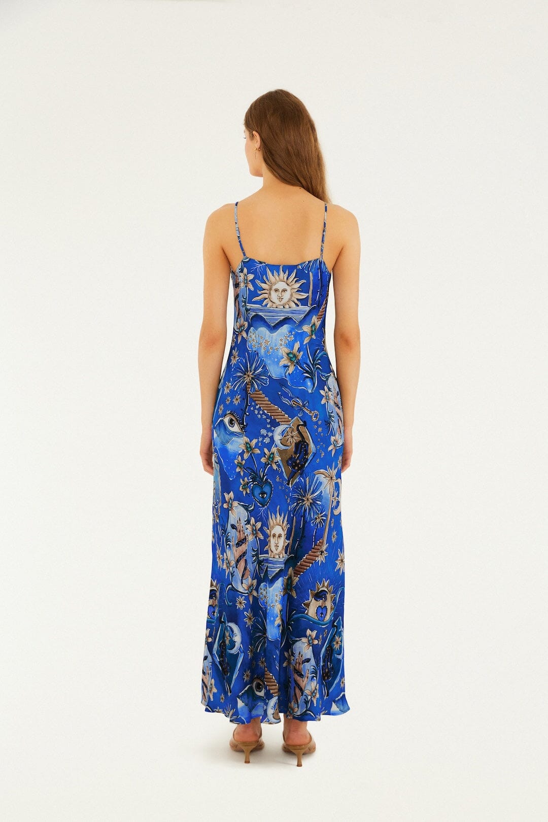 vestido largo azul místico