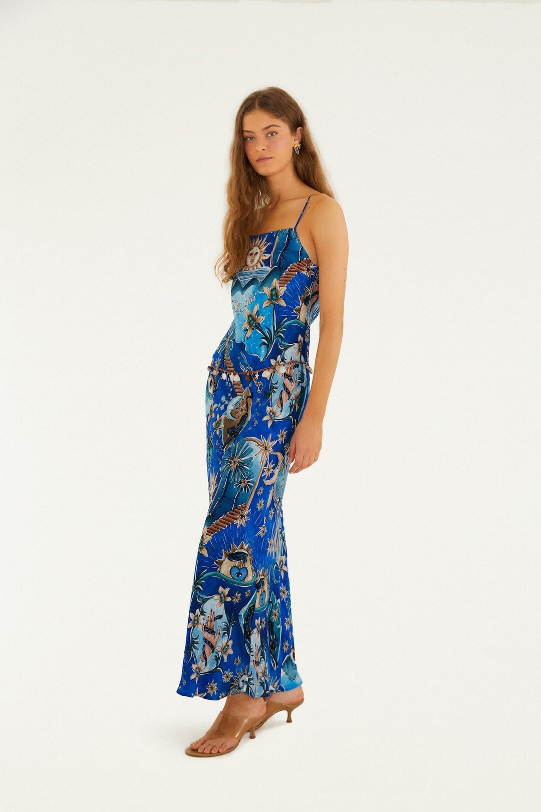 vestido largo azul místico