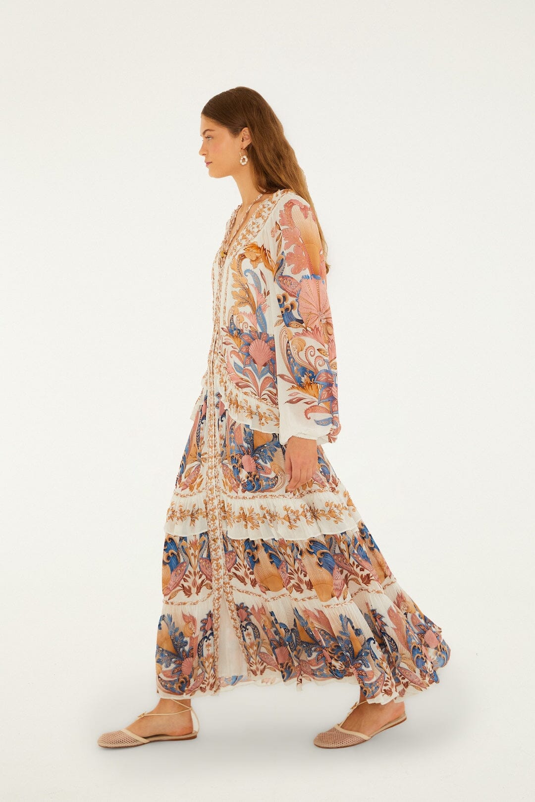 vestido largo sea garden blanco roto con detalles de trenzas