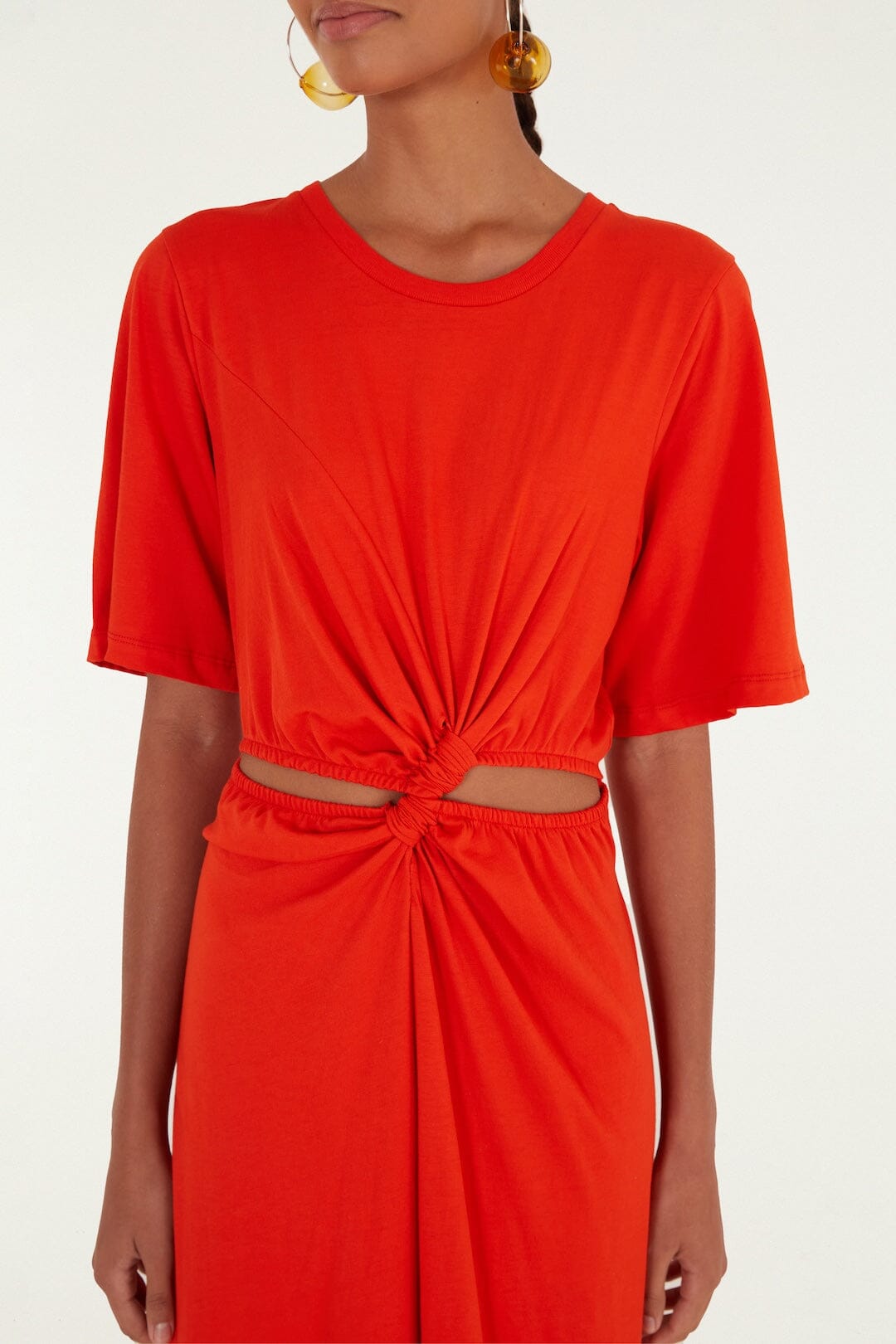 Maxi Vestido Rojo Artsy Flora con Abertura