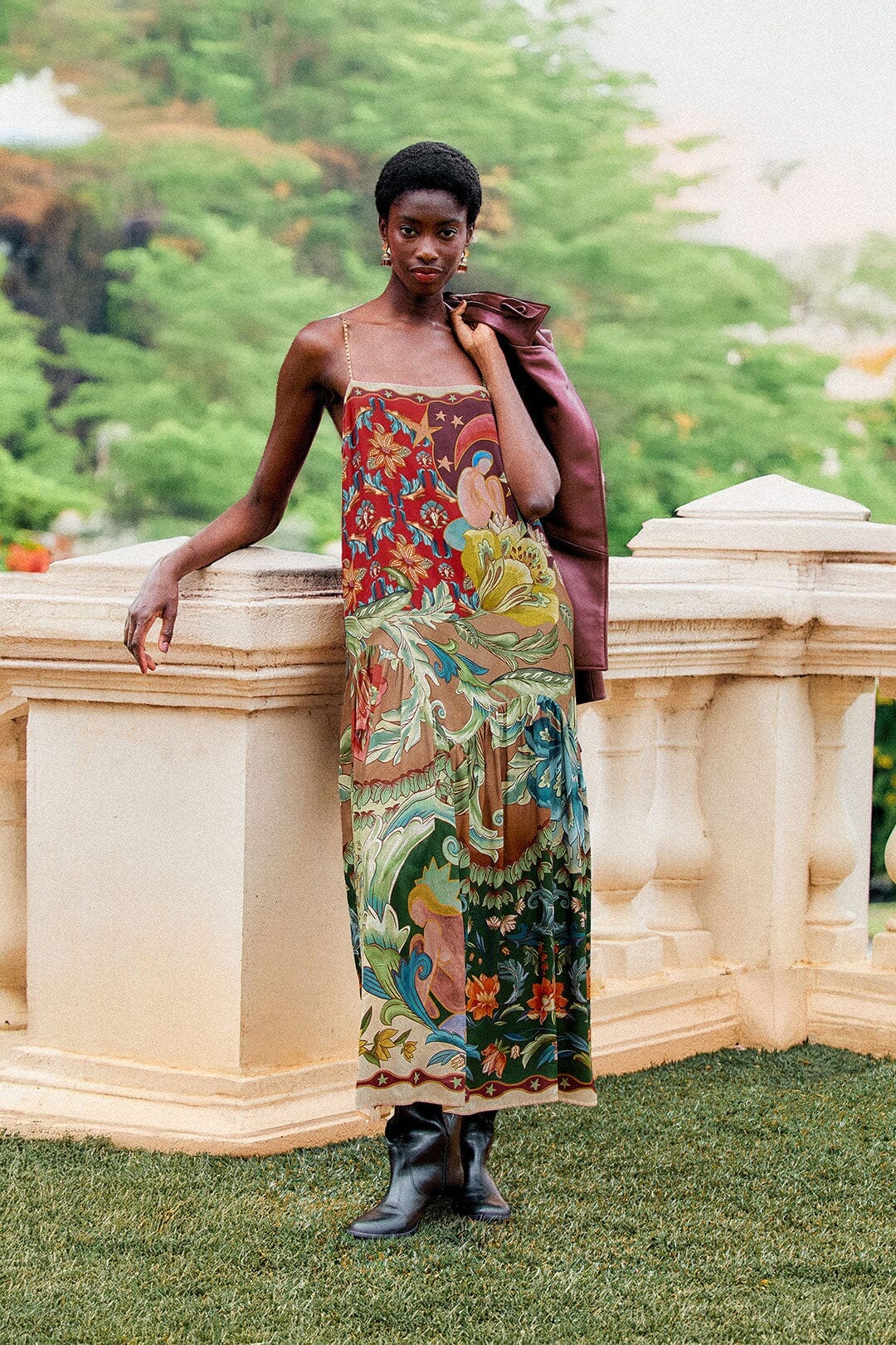 Maxi vestido Lunar Boho con tirantes de cuentas