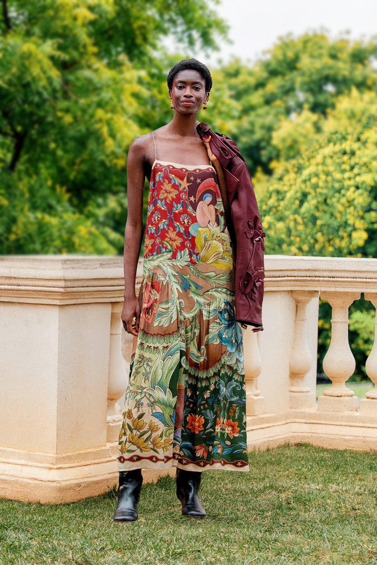 Maxi vestido Lunar Boho con tirantes de cuentas