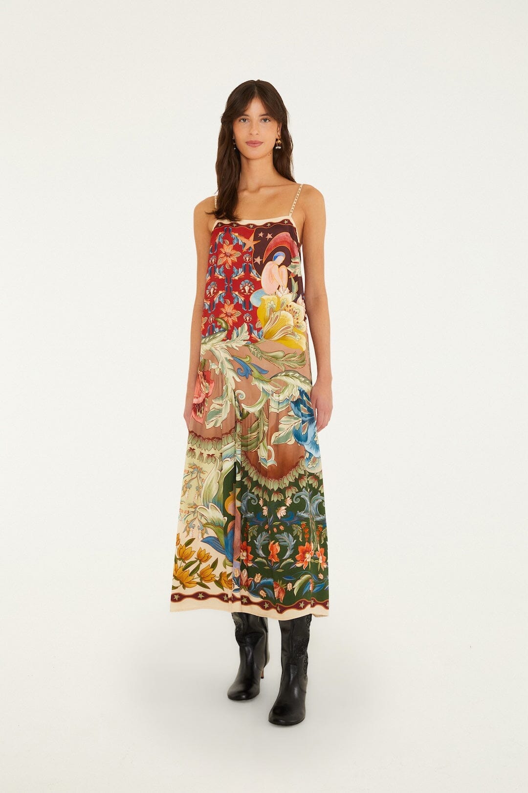Maxi vestido Lunar Boho con tirantes de cuentas