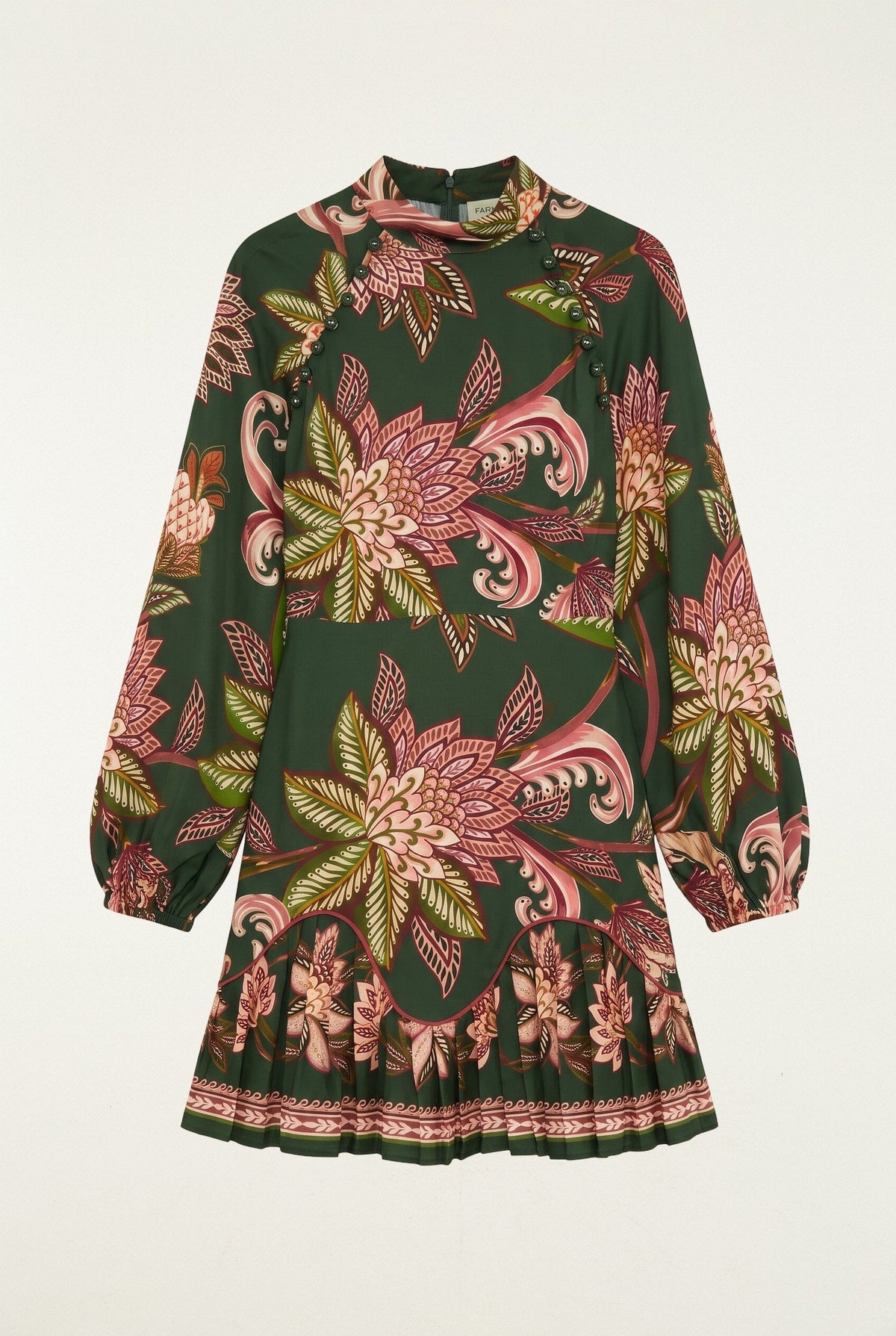 Mini vestido Arabesque Paradise Floral con olanes en el dobladillo