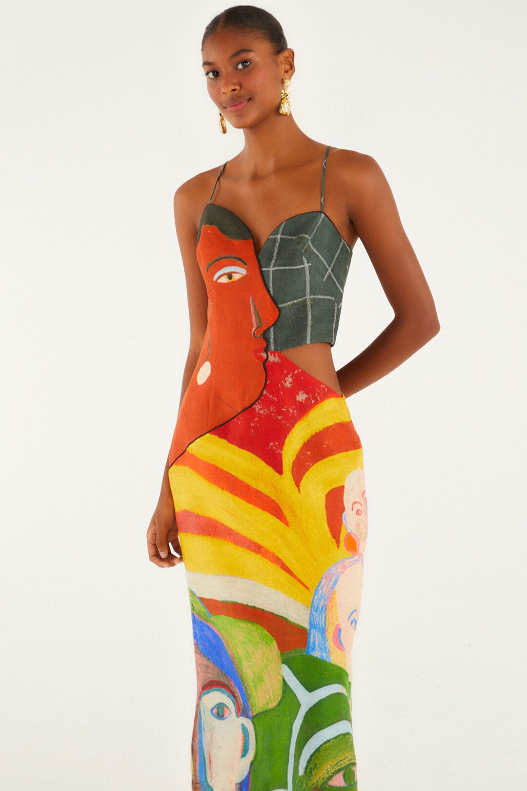 a popular cafe multicolor sleveless midi dress