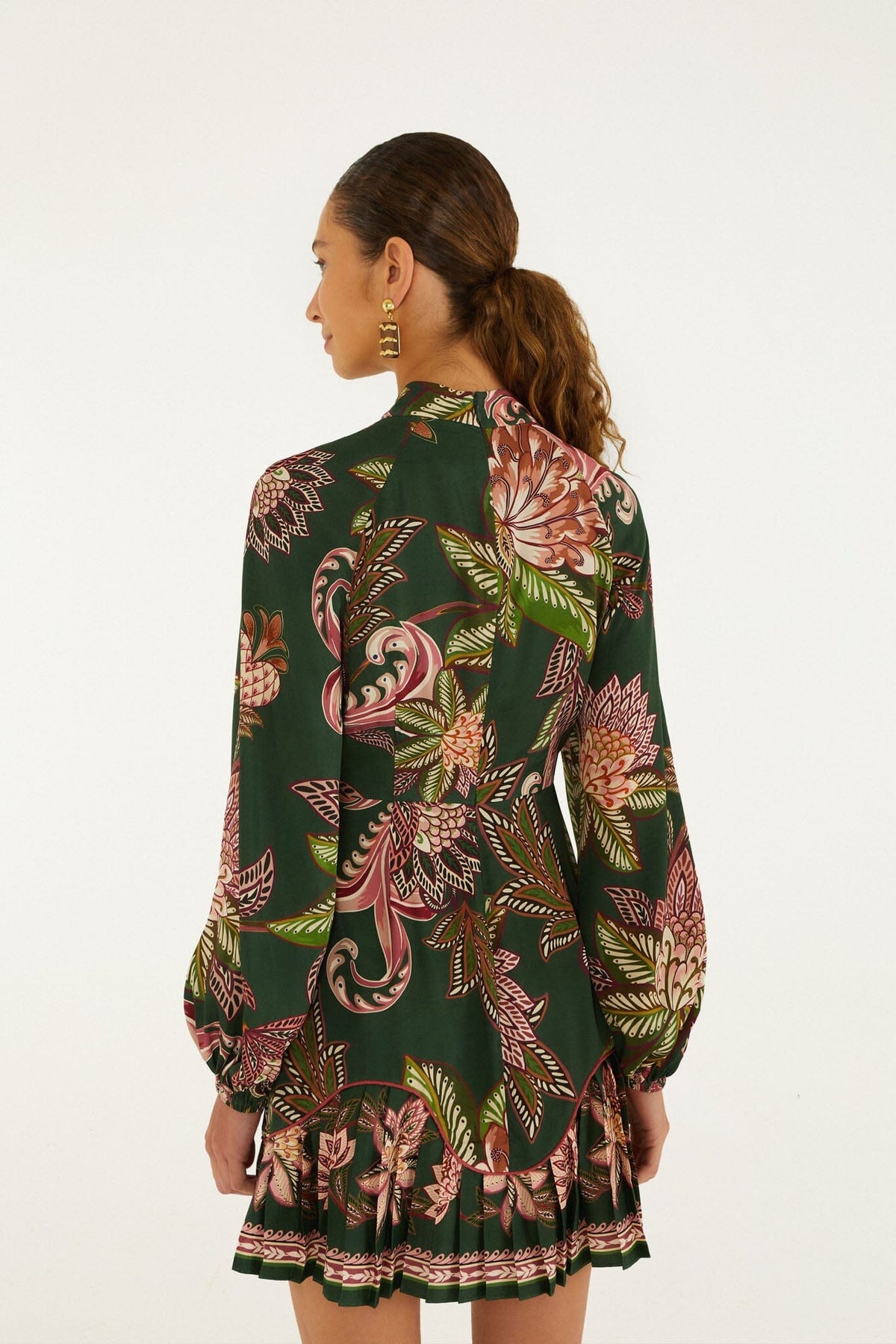 Mini vestido Arabesque Paradise Floral con olanes en el dobladillo
