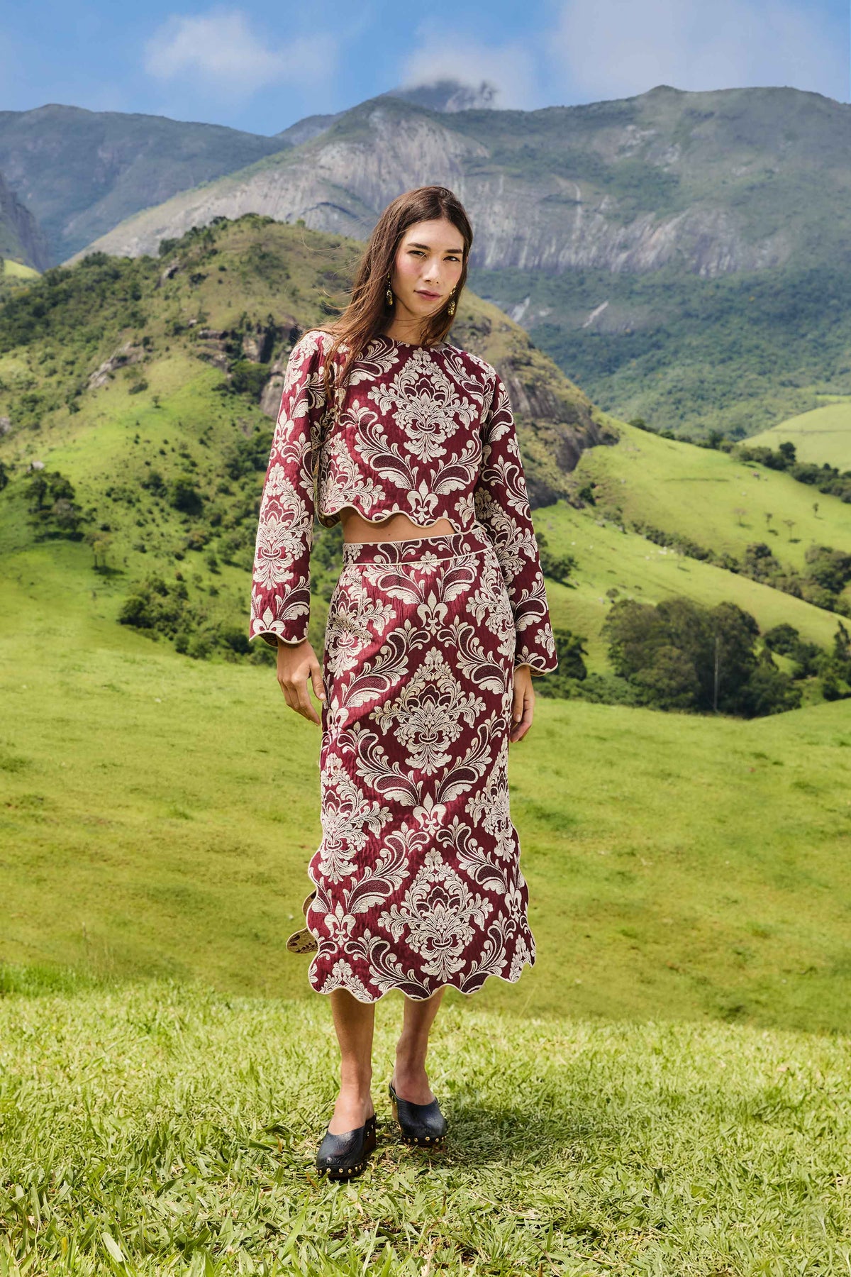 Midi Falda Bicolor Jacquard Waves