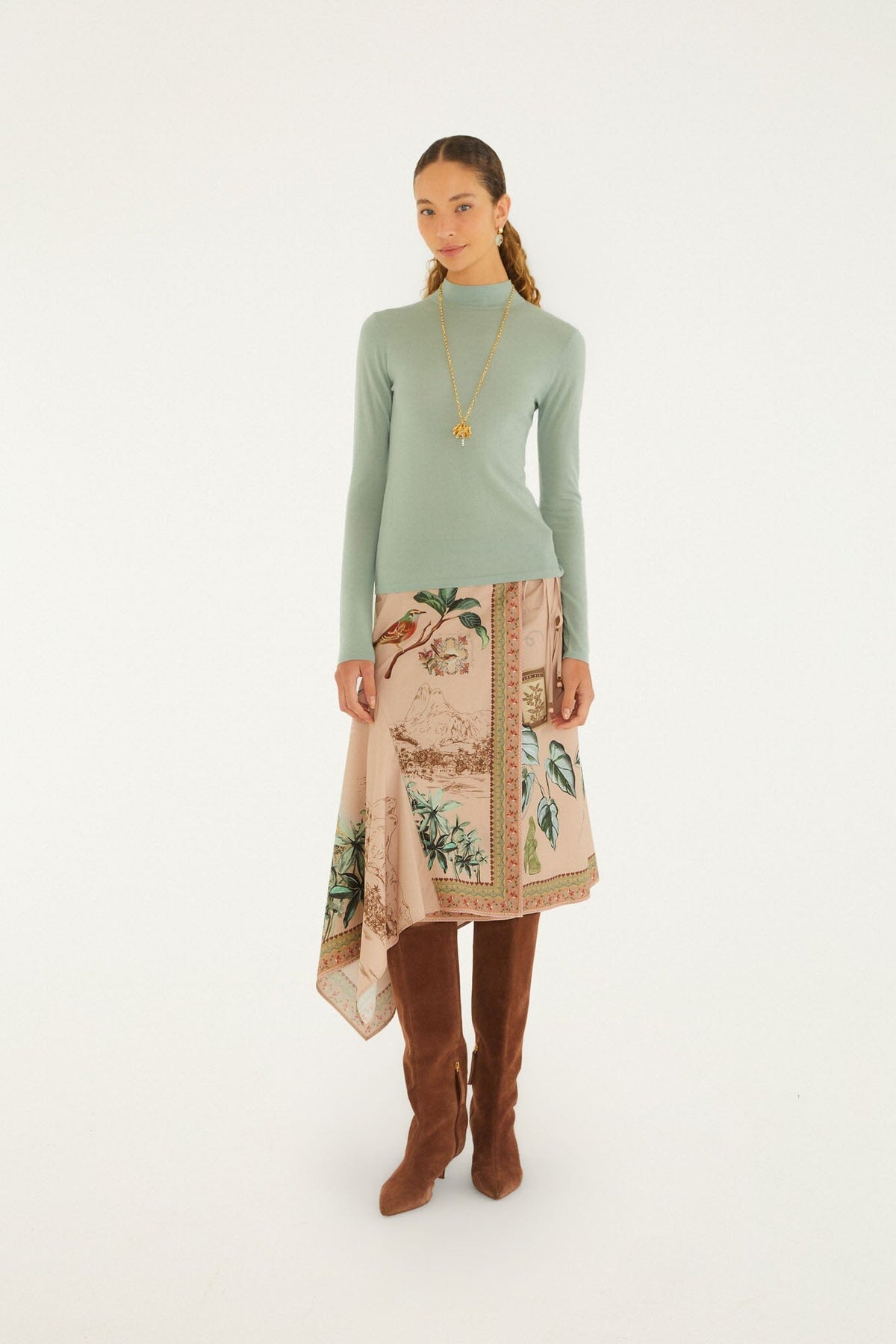 Falda Midi Cruzada Bird Poetry