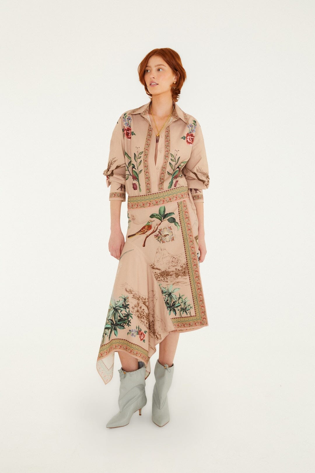 Camisa Bird Poetry con Cuello y Botones