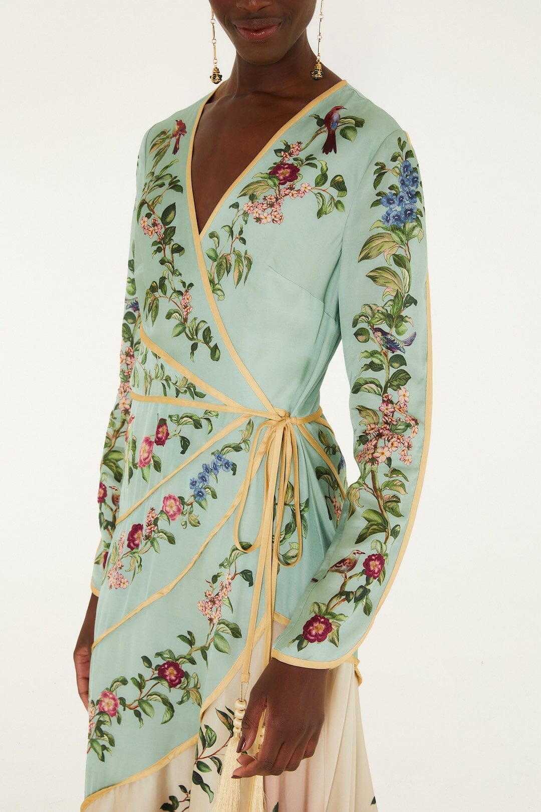 Maxi vestido Birds Tree de manga larga