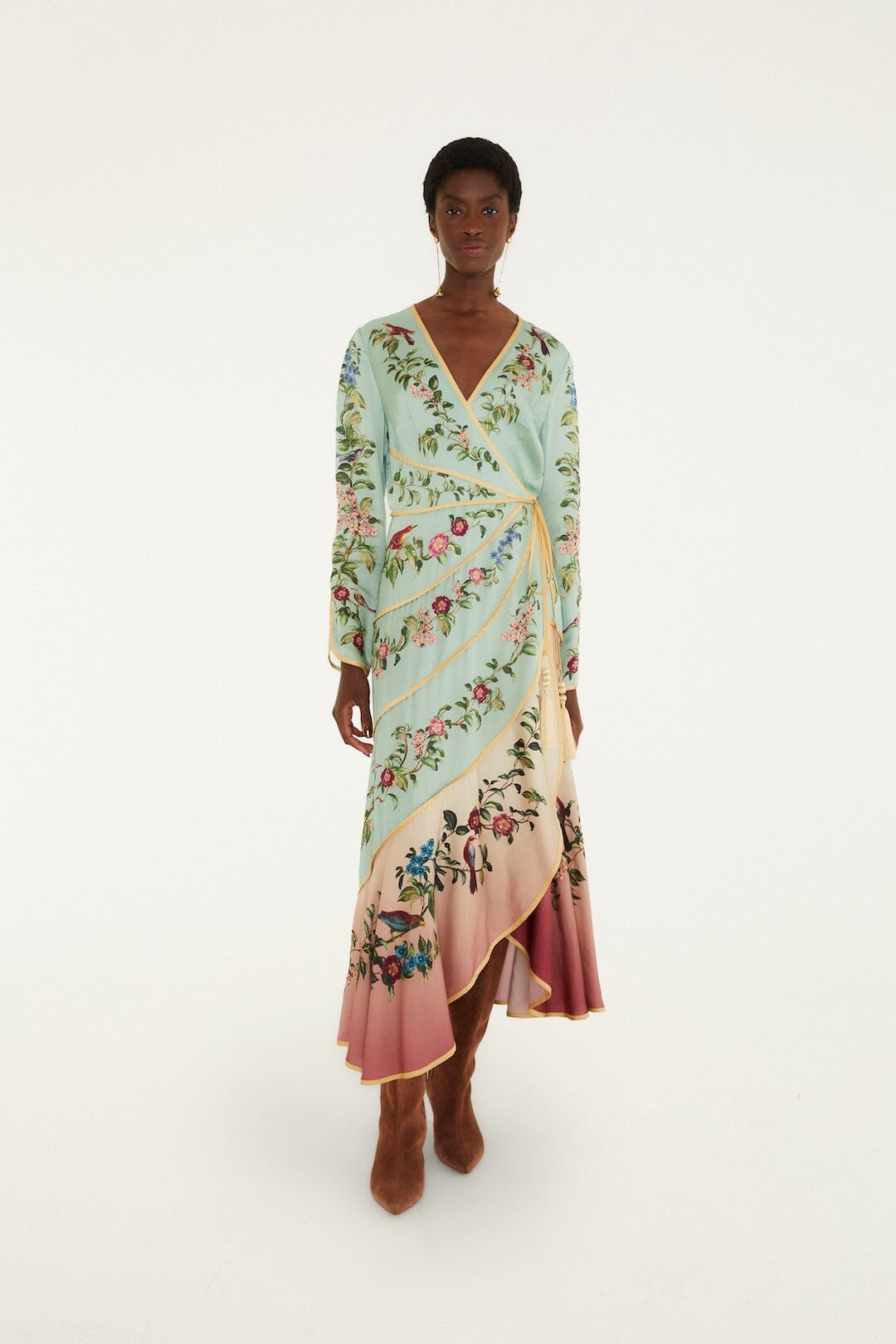 Maxi vestido Birds Tree de manga larga