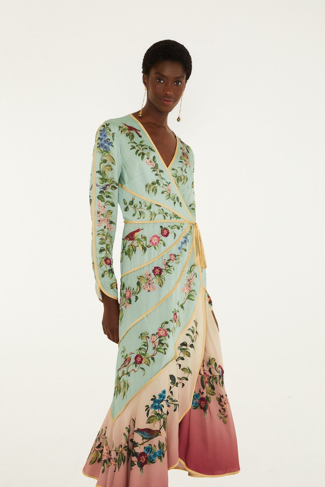 Maxi vestido Birds Tree de manga larga