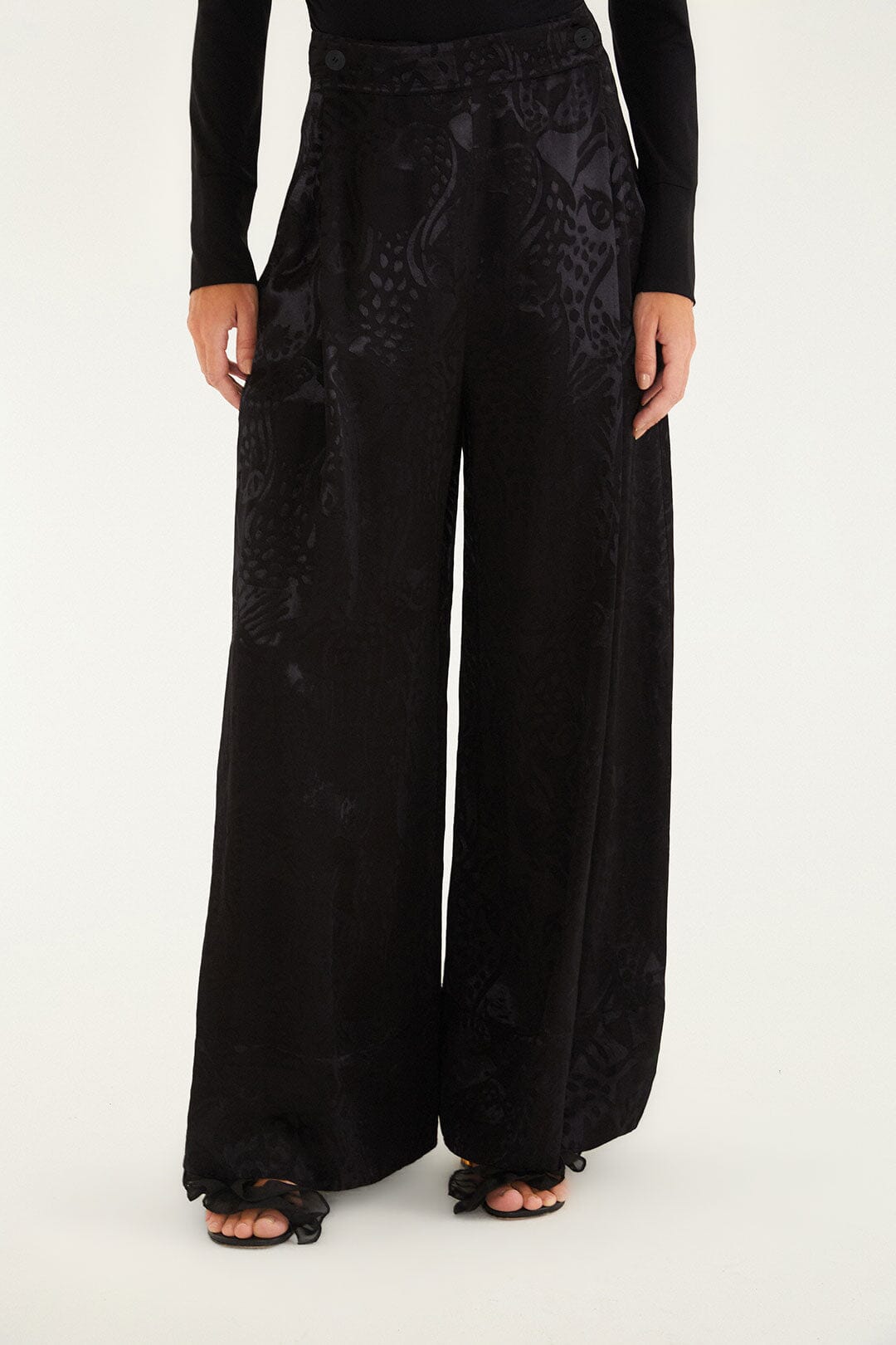 leopard jacquard black pants