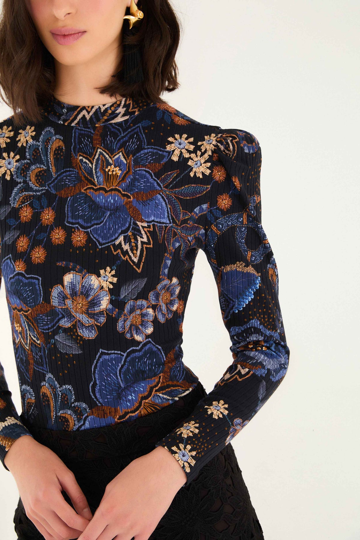 Bodysuit de Algodón Orgánico Snakes Bouquet Negro