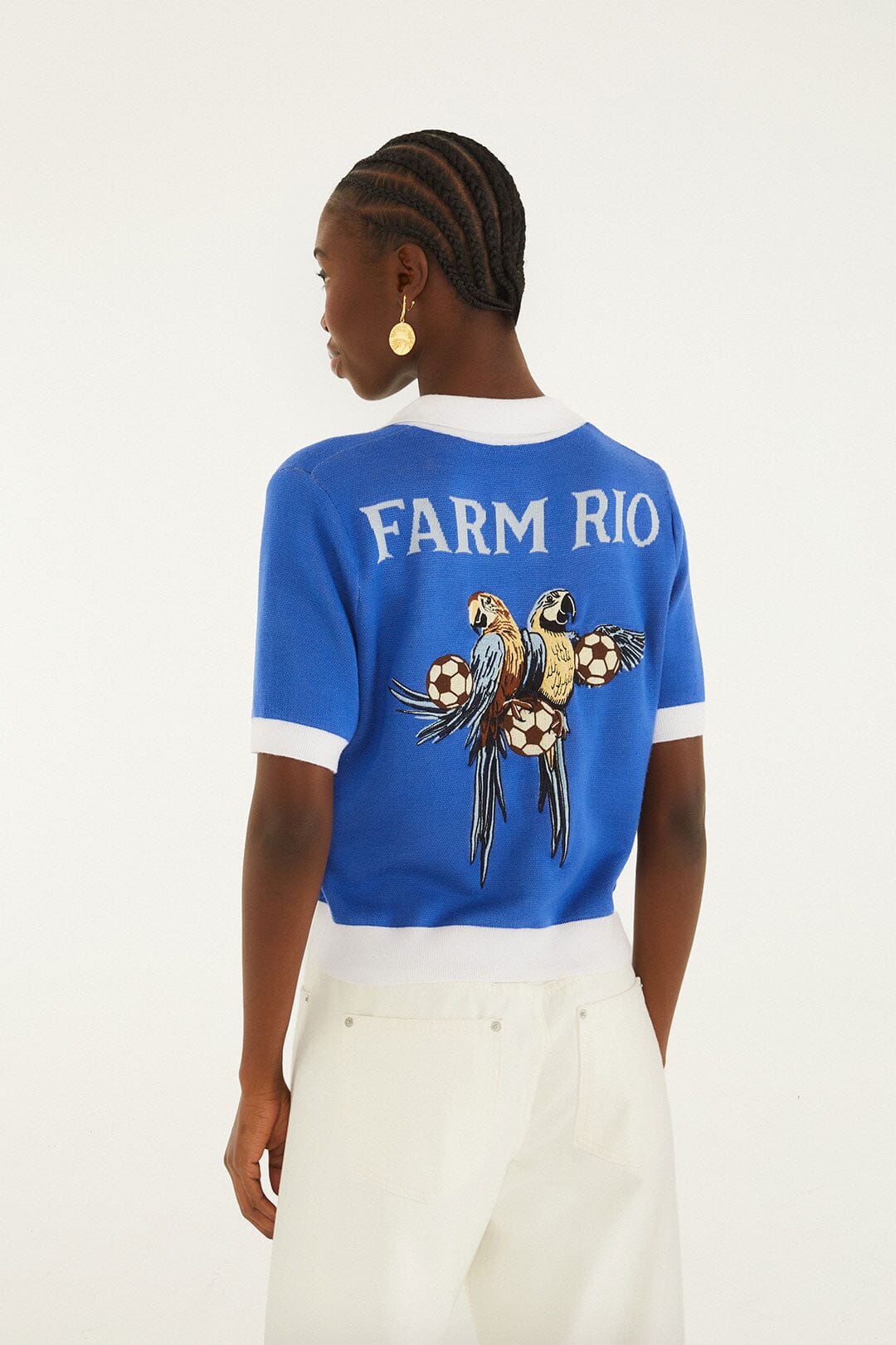Polo de Punto Copa Azul y Blanco de Manga Corta