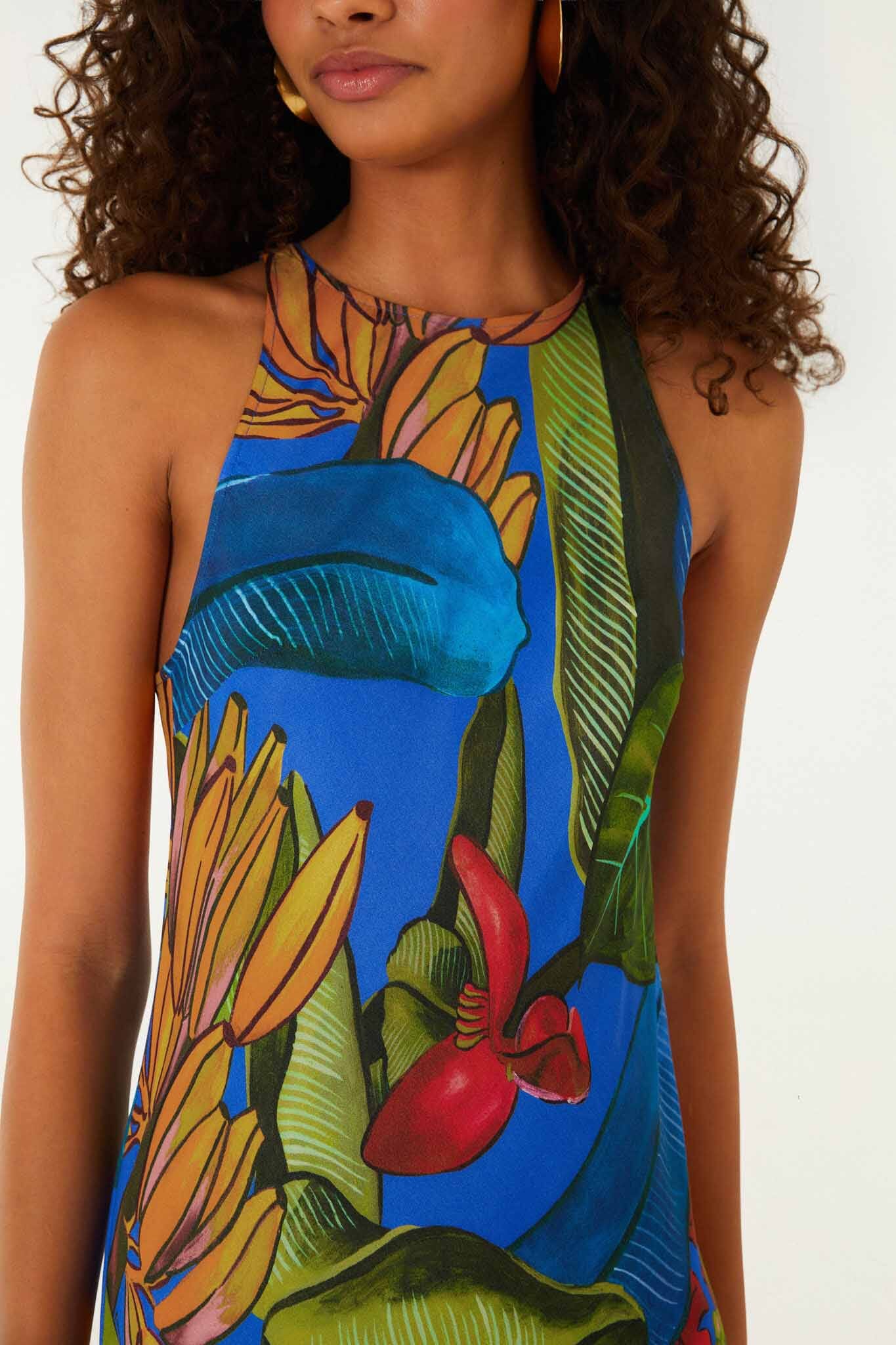 Maxi Vestido Azul Banana Grapes sin Mangas