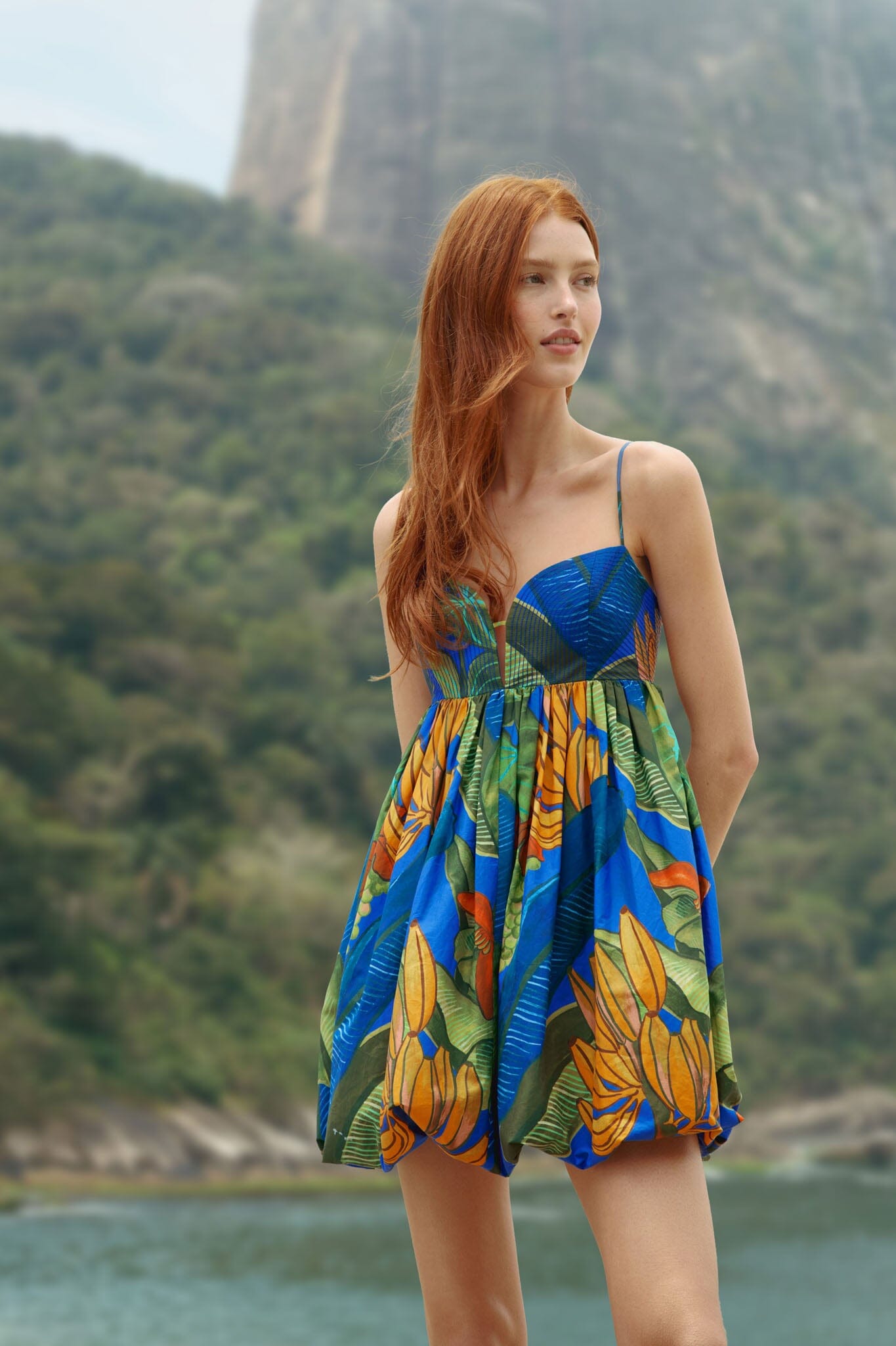 Vestido Mini Azul Banana Grapes sin Mangas