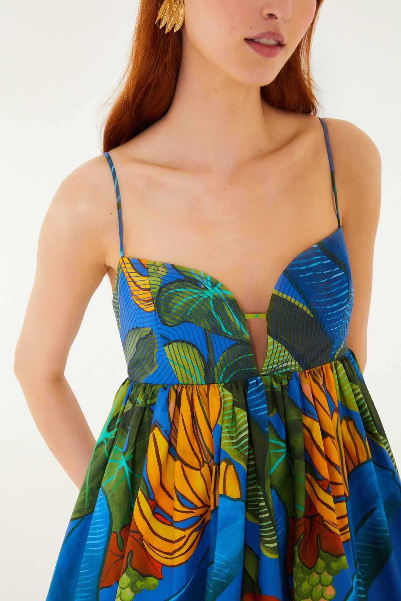 Vestido Mini Azul Banana Grapes sin Mangas