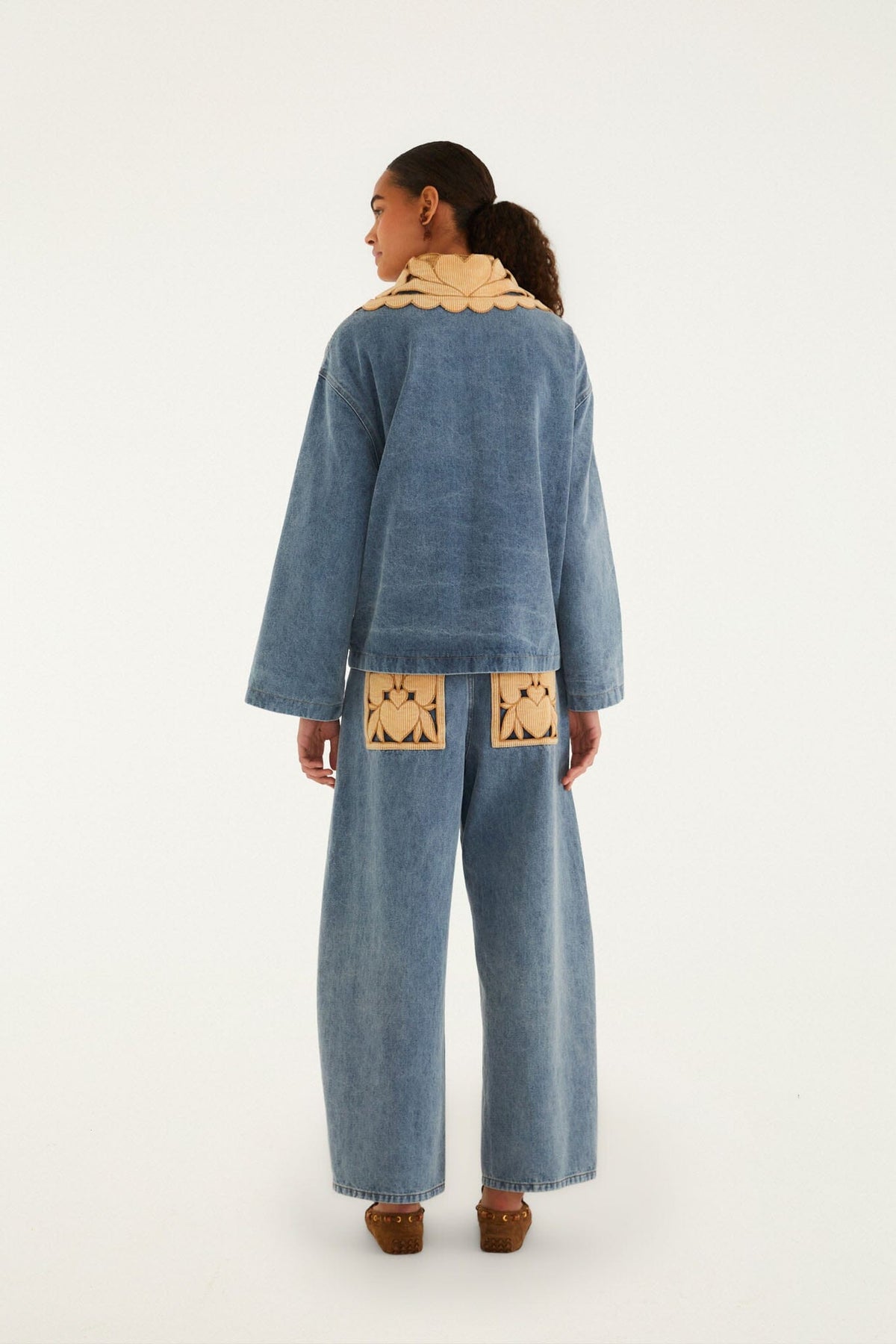 Pantalones de Mezclilla Azul Richelieu de Pierna Ancha