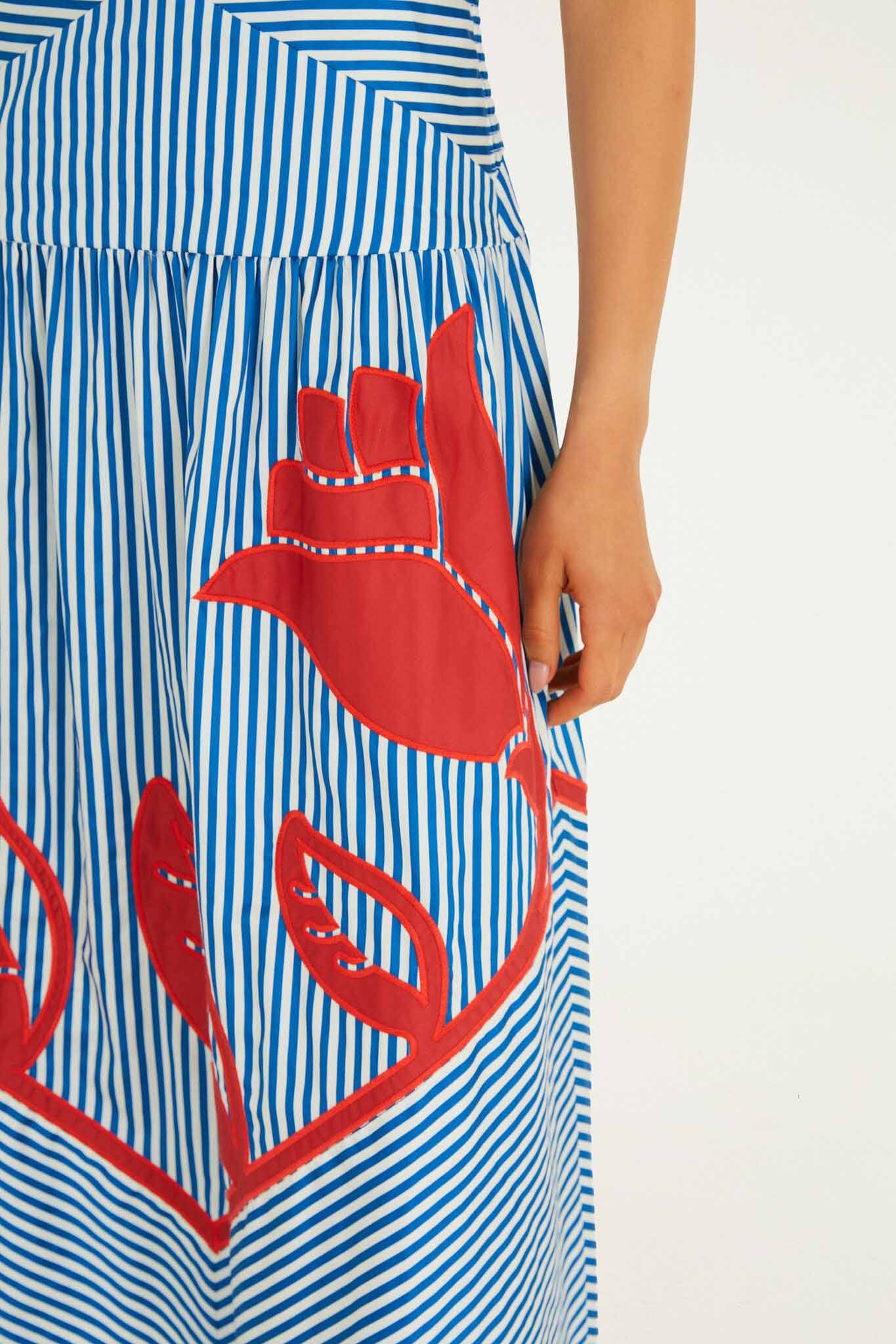 Vestido Midi Azul Sky Stripes sin Mangas