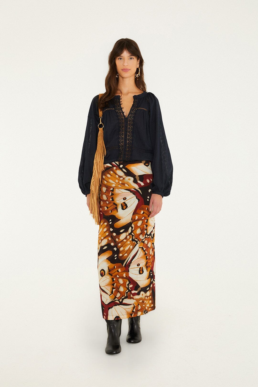 Falda midi de jersey Borbofly