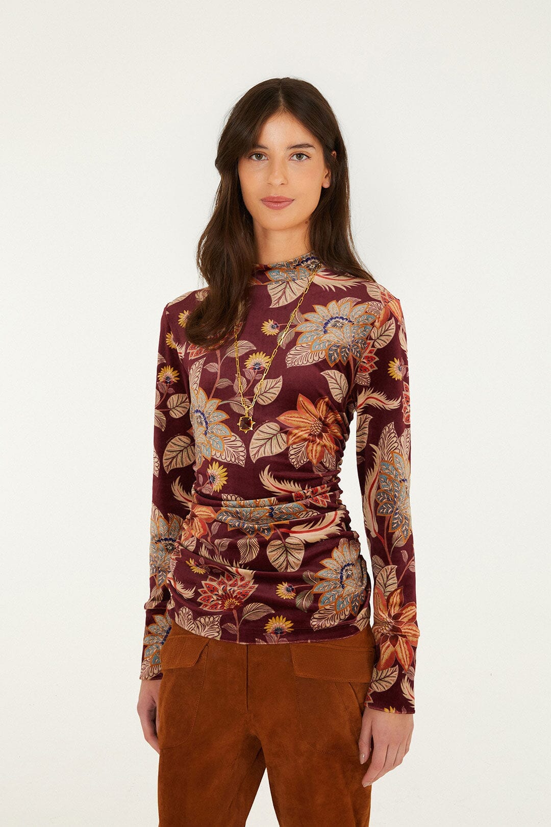 Blusa de jersey de terciopelo Delhi Floral