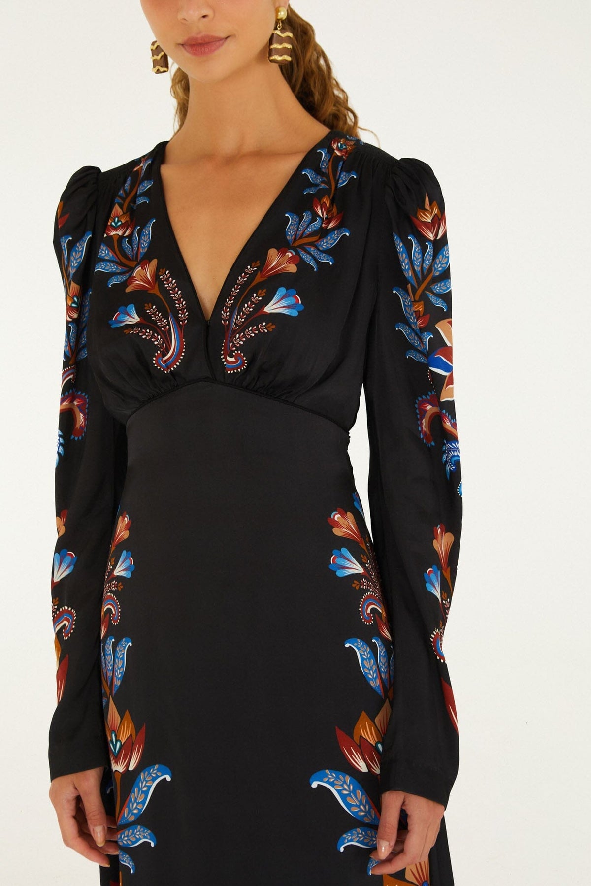 Midi vestido Energy Floral con mangas abullonadas