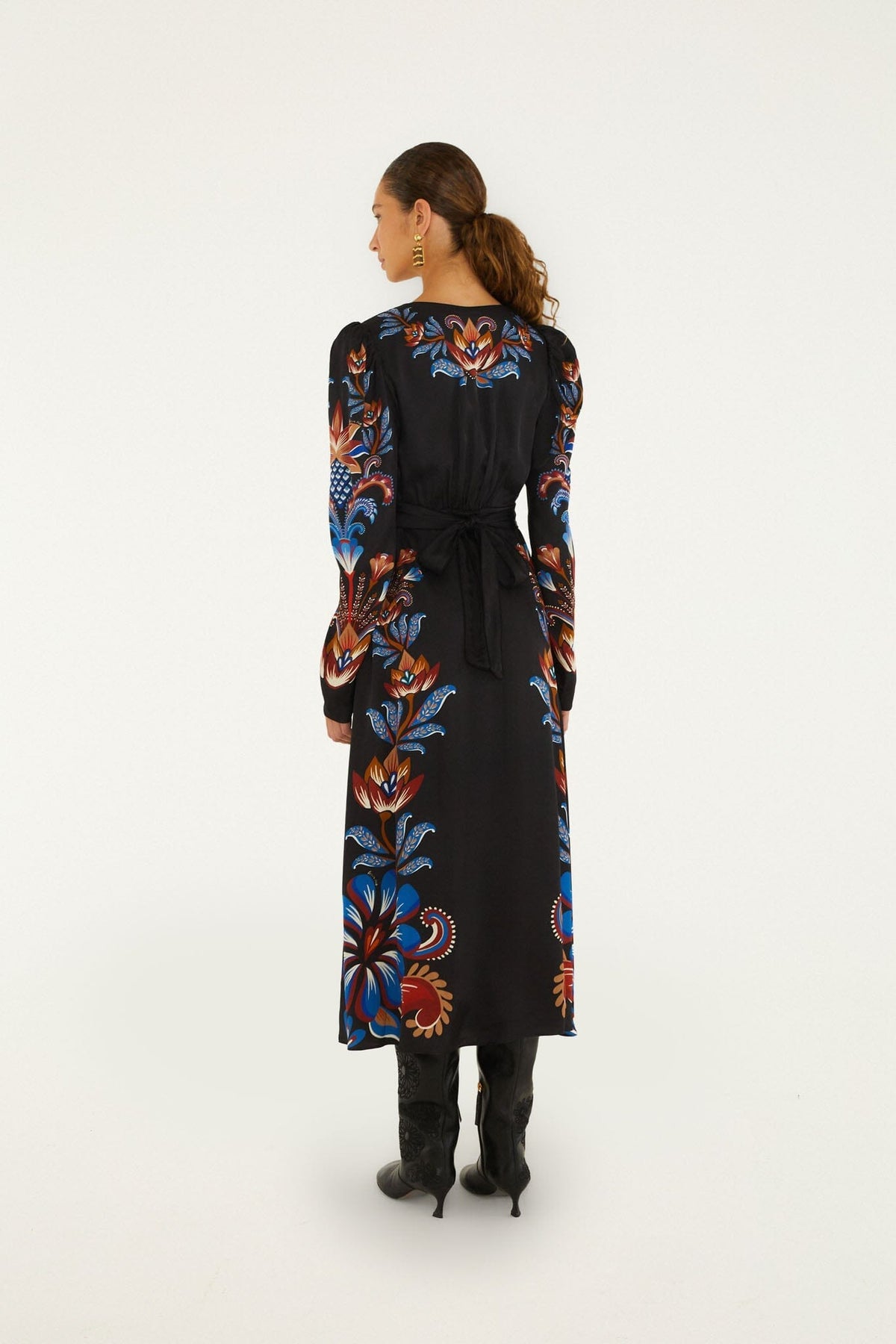 Midi vestido Energy Floral con mangas abullonadas