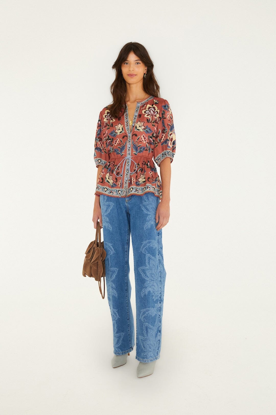 Blusa Floral Beauty Tapestry con Cordón