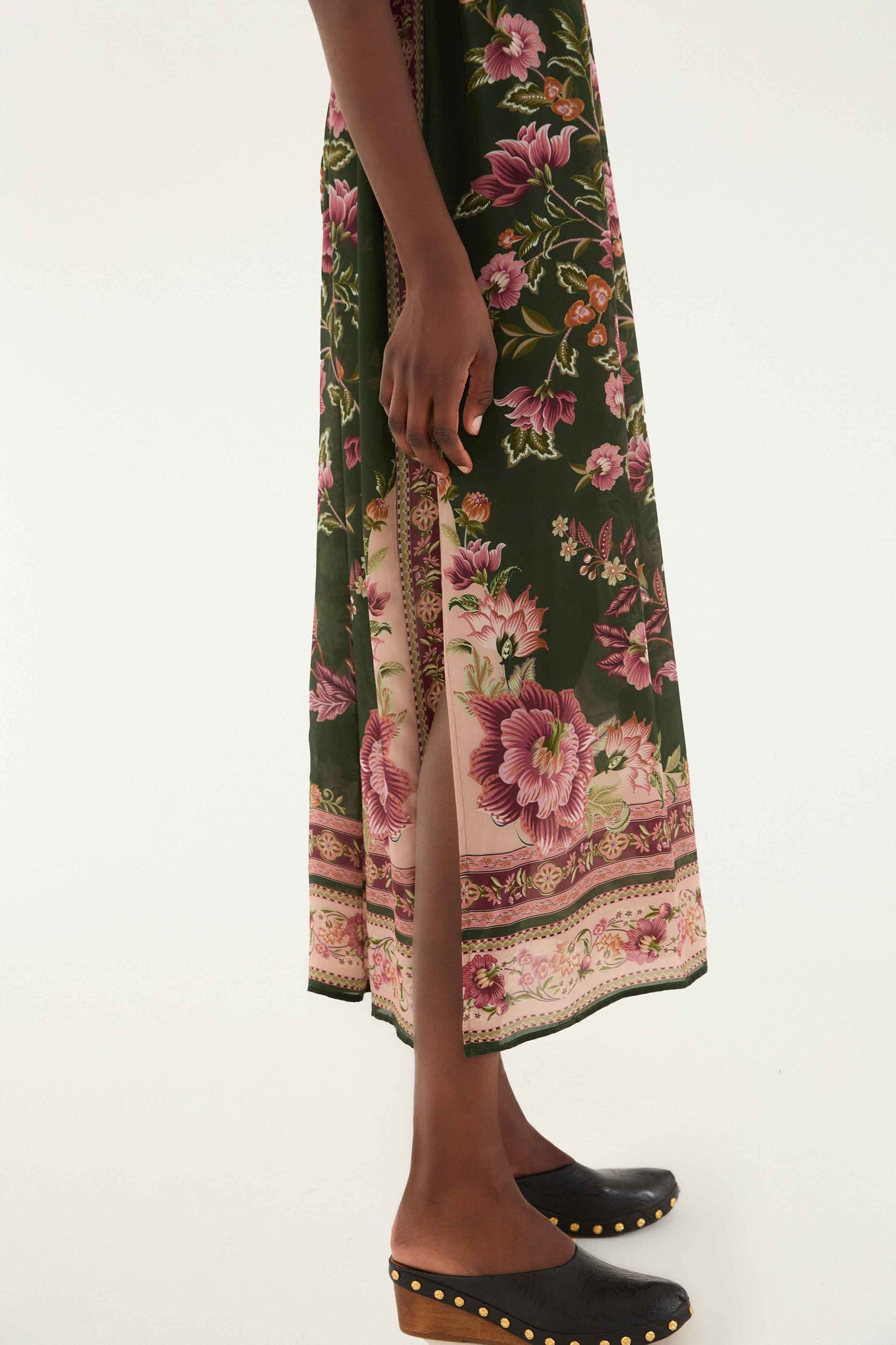 Vestido midi sin mangas Flowering Garden Tree verde