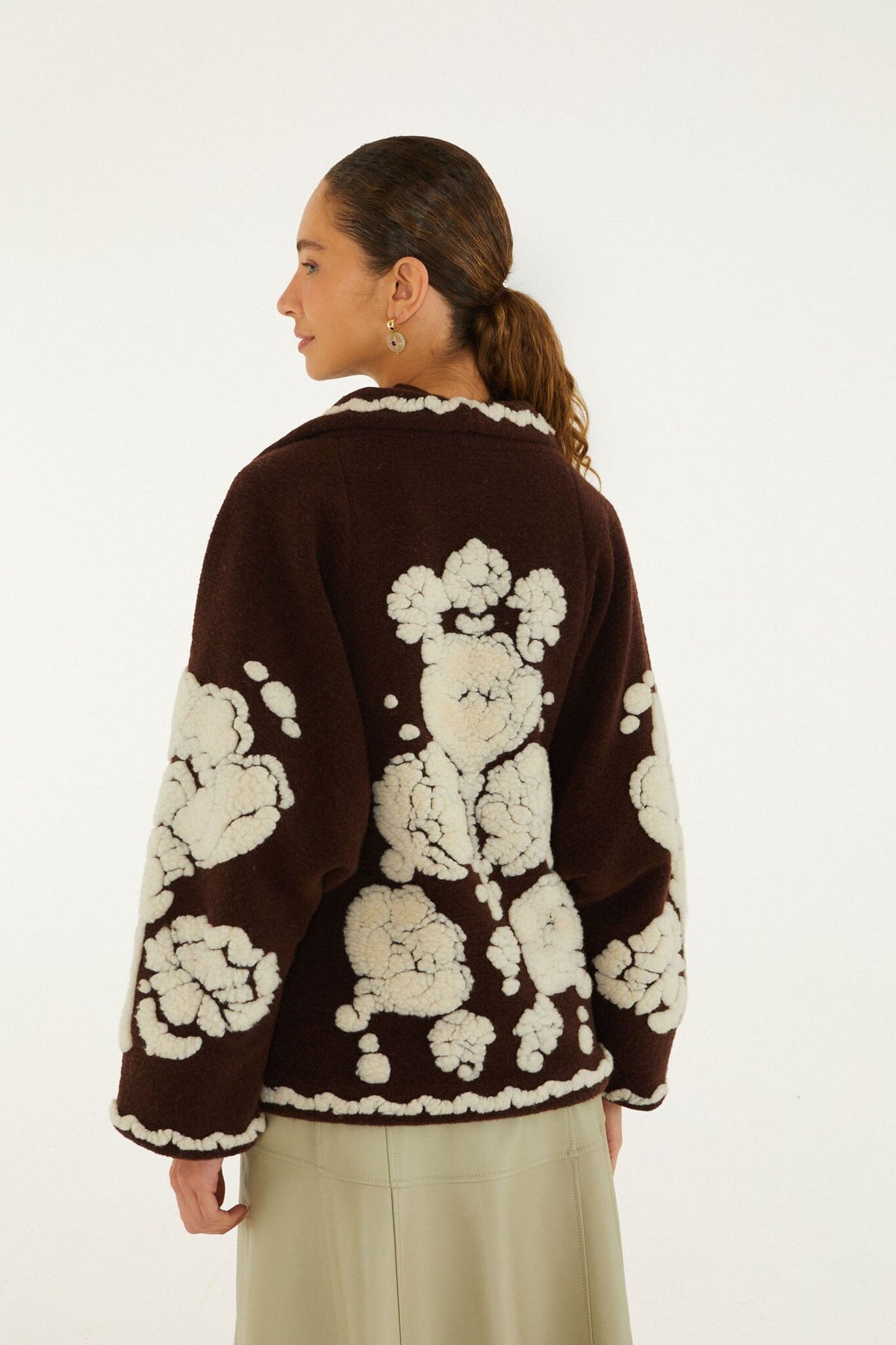 Abrigo corto de fleece Flowers con bolsillos