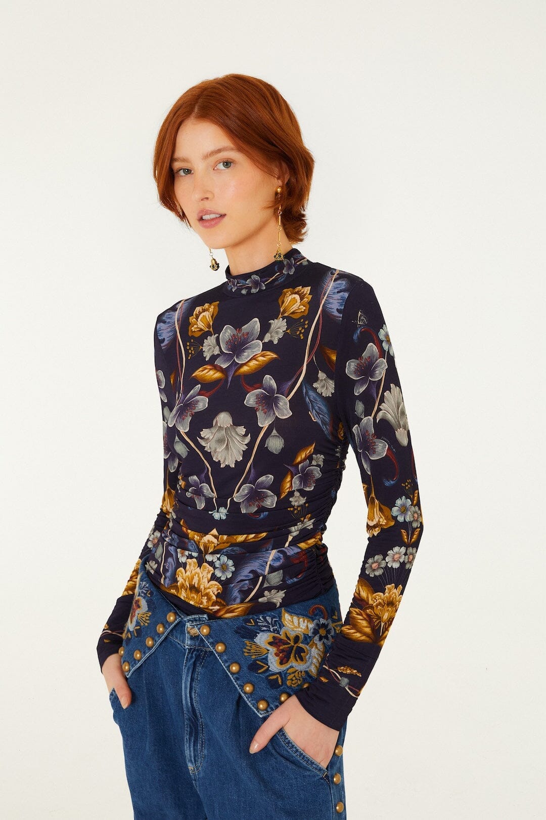 Blusa de jersey Golden Nature de manga larga