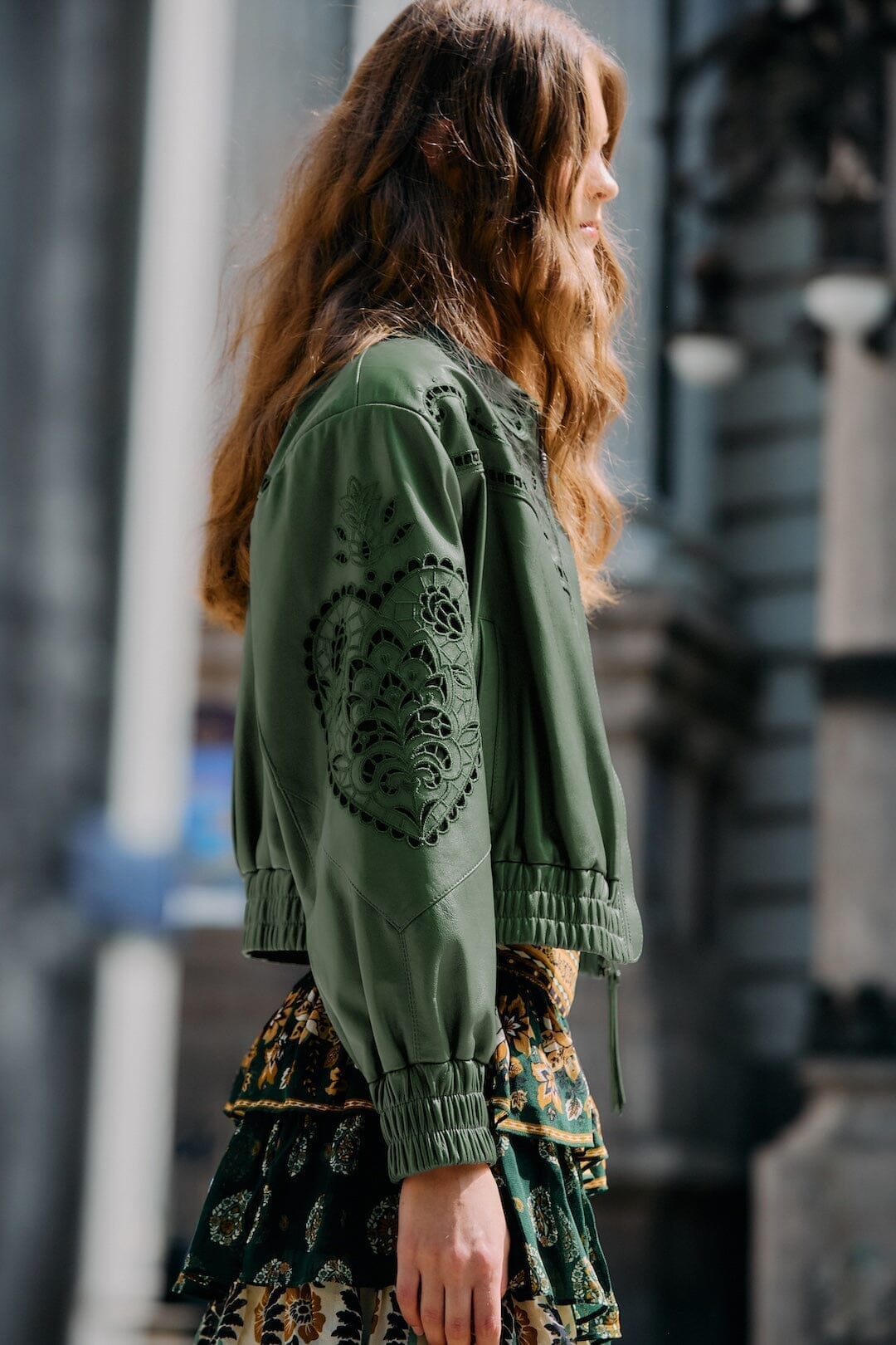 green richilieu heart leather jacket