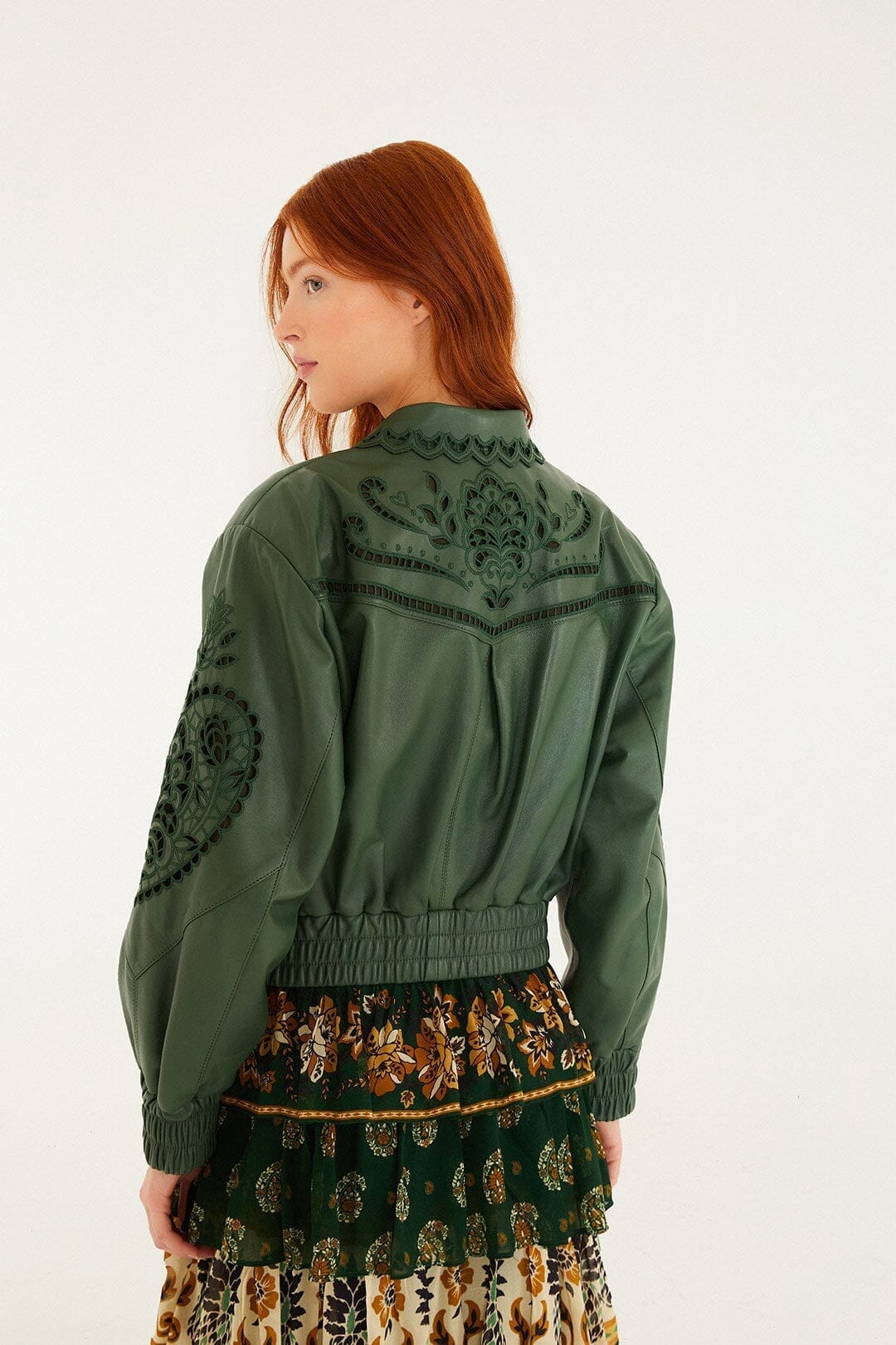 green richilieu heart leather jacket