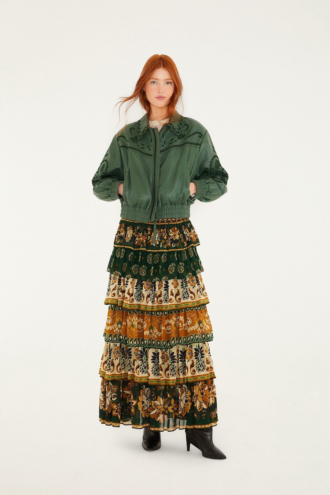 green richilieu heart leather jacket