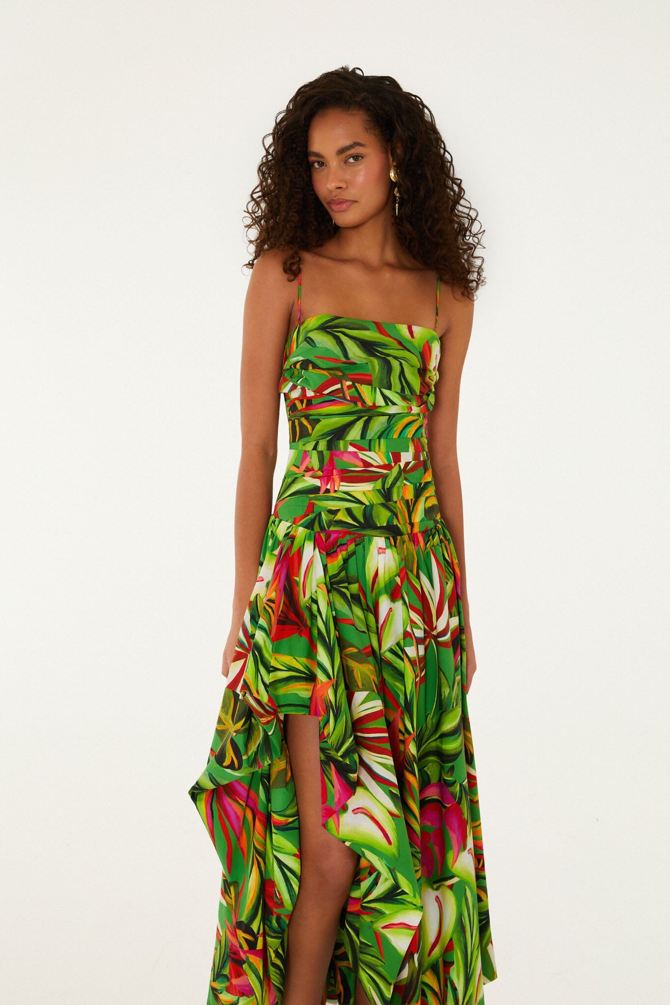 Maxi Vestido Verde Tropical Dream Drapeado