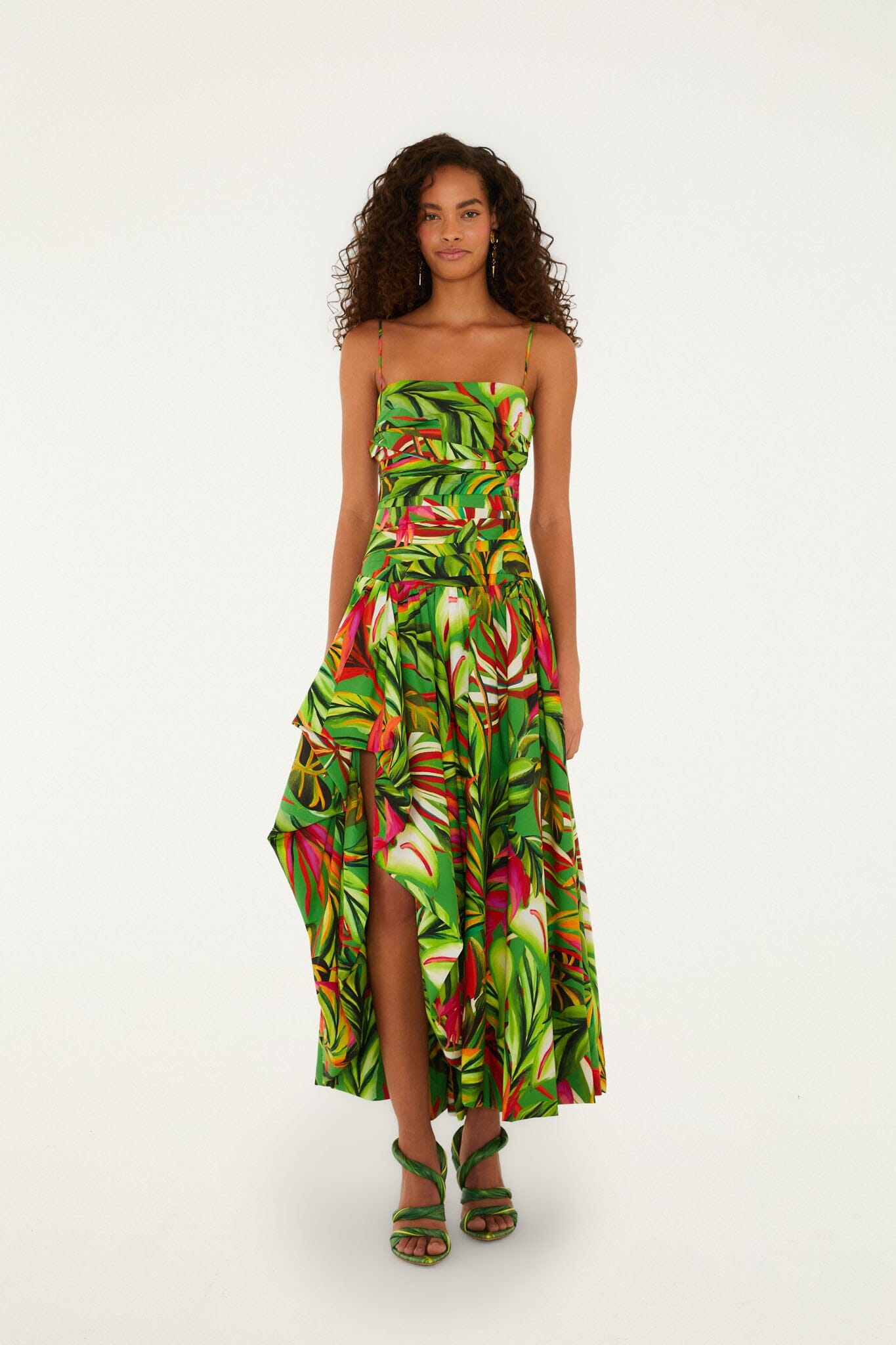 Maxi Vestido Verde Tropical Dream Drapeado