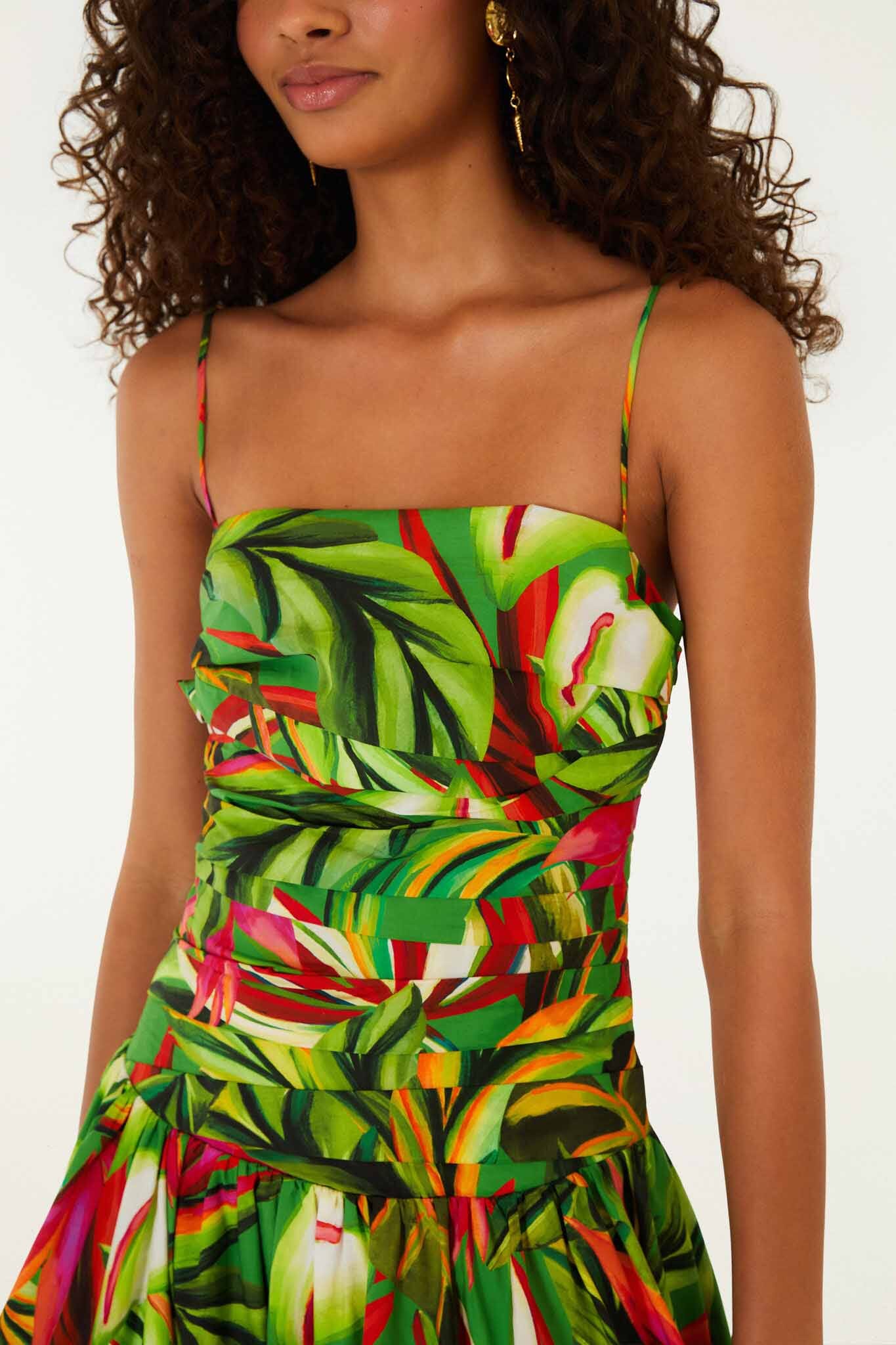 Maxi Vestido Verde Tropical Dream Drapeado