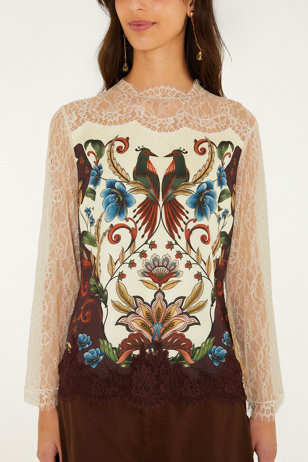 Blusa de Encaje Millena de Manga Larga