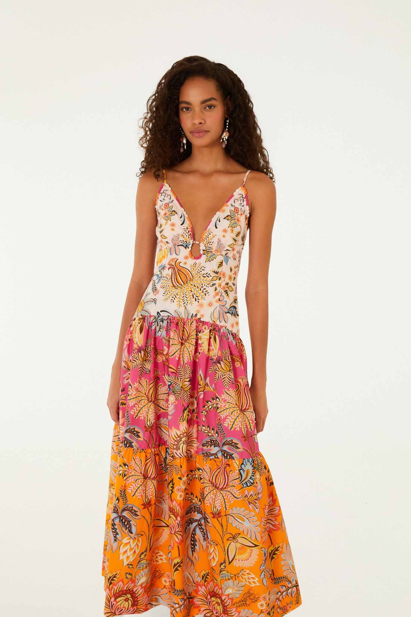 Maxi Vestido Multicolor Ligia Floral Mix